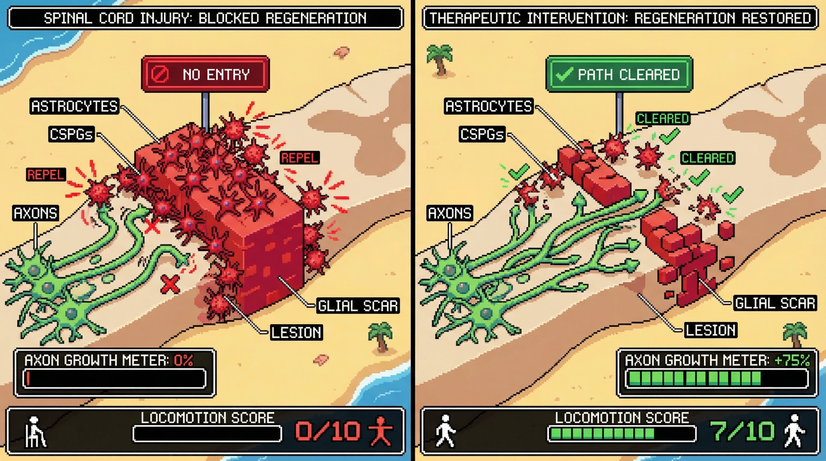 Infographic for: Your spinal cord builds a wall after injury—and that wall is why you cannot walk