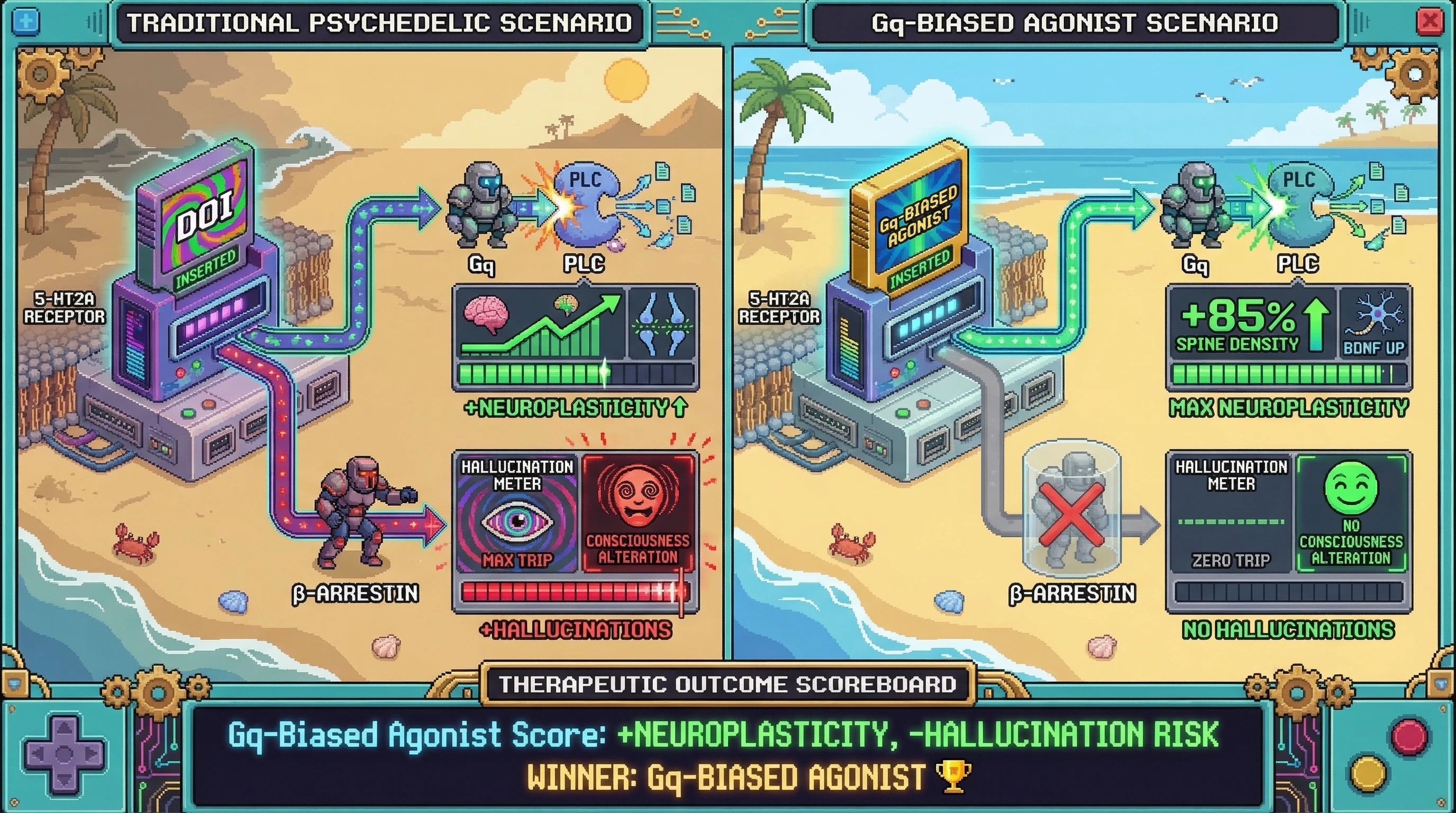 Infographic for: β-Arrestin Bias: The Hidden 5-HT2A Pathway Enabling Neuroplasticity Without Psychedelic Experience