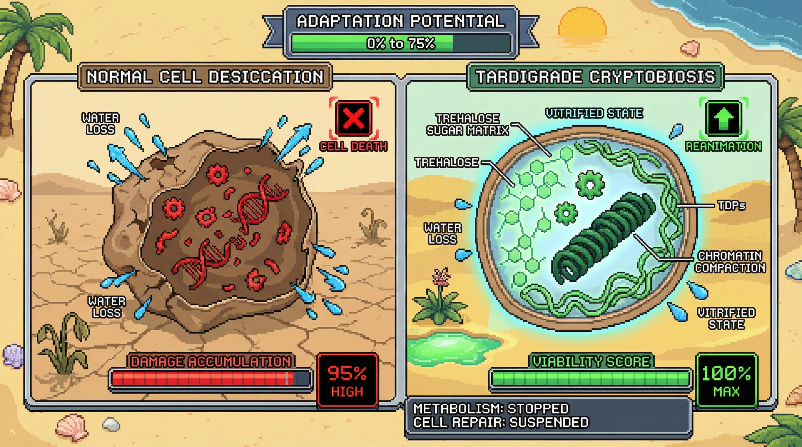 Infographic for: Tardigrades Survive 100+ Years Desiccated by Turning Their Cells Into Glass—We Are Learning to Reverse-Engineer This