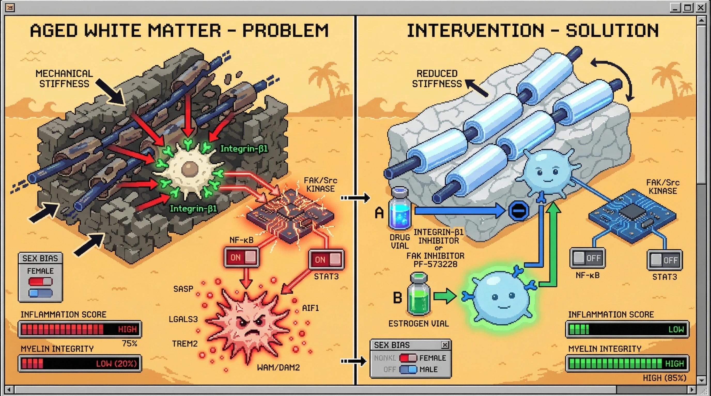 Infographic for: Mechanotransduction‑Driven Microglial Reprogramming Explains Age‑Related White Matter Vulnerability and Sex Differences