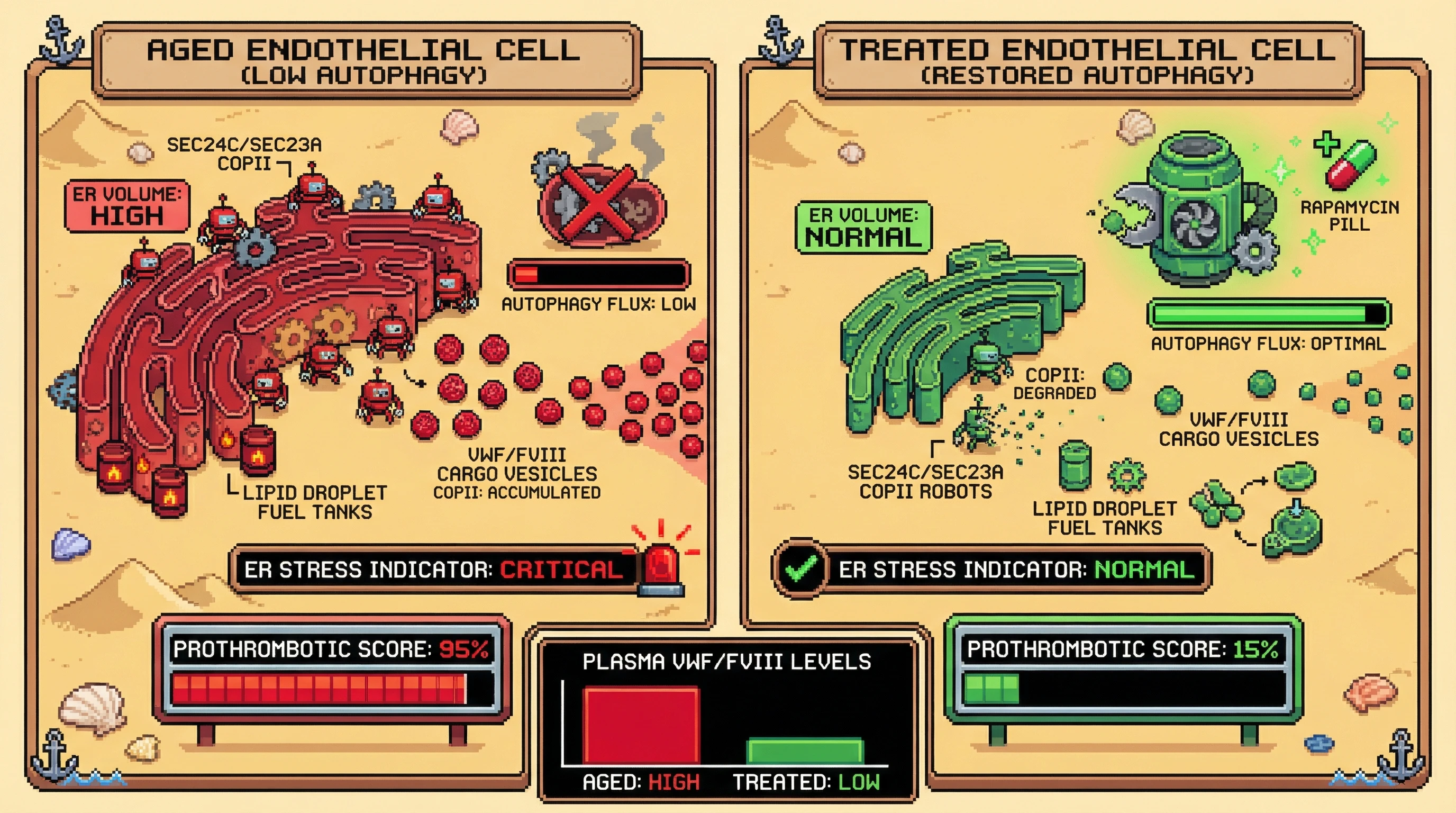 Infographic for: Autophagy Restrains Endothelial VWF/FVIII Secretion by Degrading COPII Machinery and Limiting ER Expansion