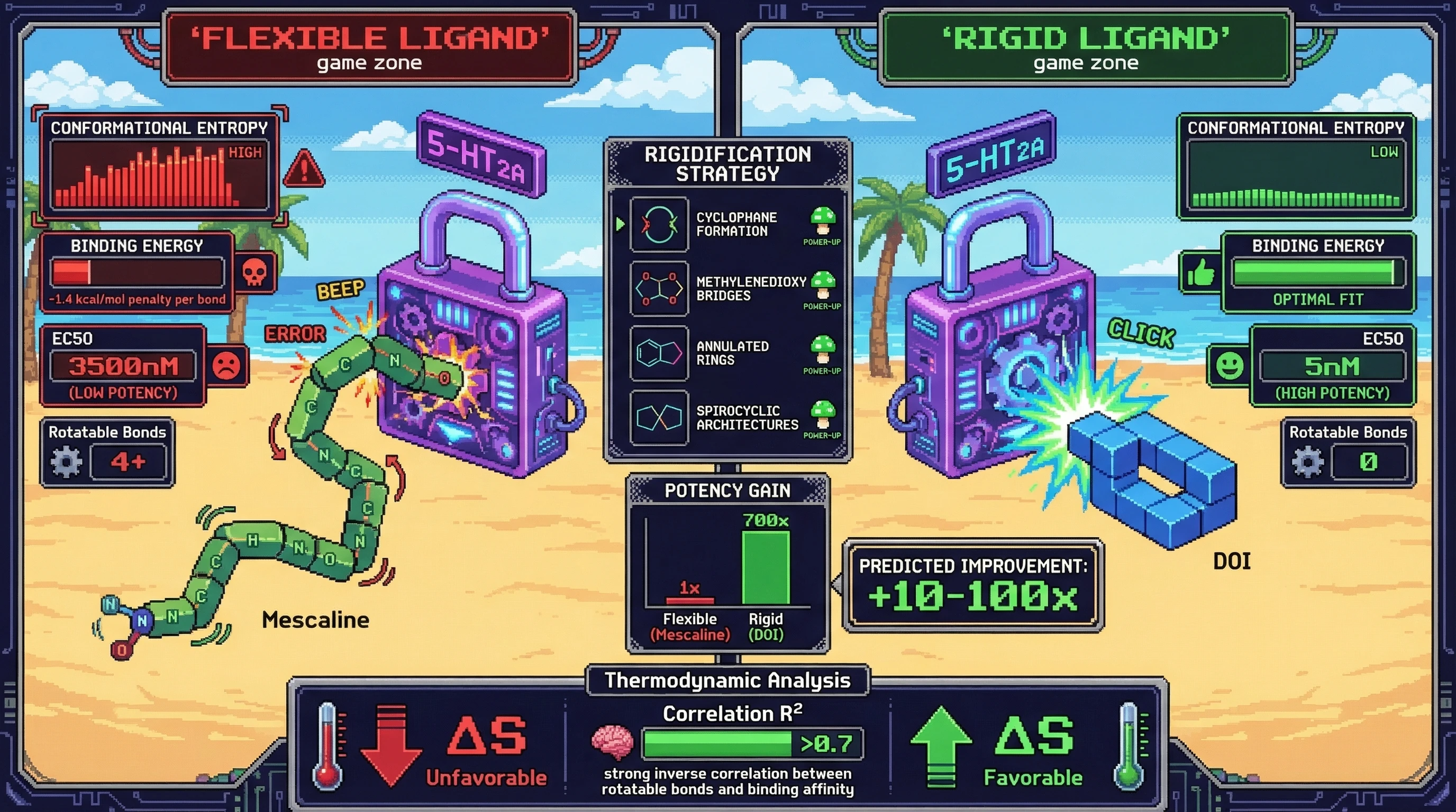 Infographic for: Scaffold Rigidity Engineering: Why Conformational Freedom Kills 5-HT2A Potency