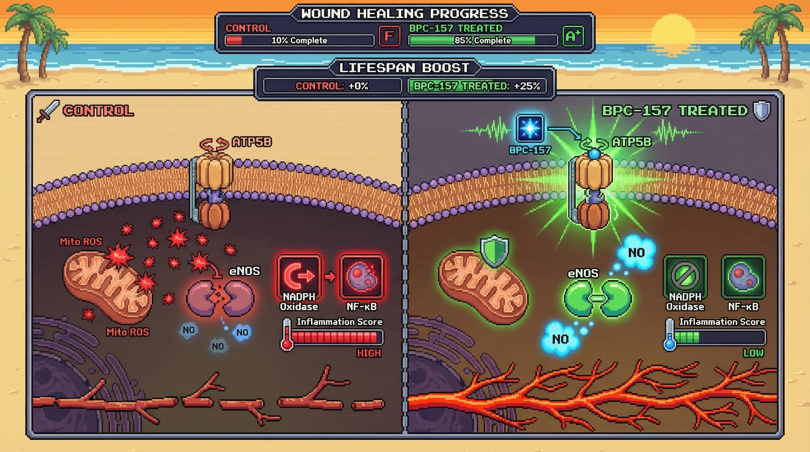 Infographic for: BPC-157 Directly Modulates Mitochondrial ATP Synthase β‑Subunit to Drive NO‑Dependent Angiogenesis