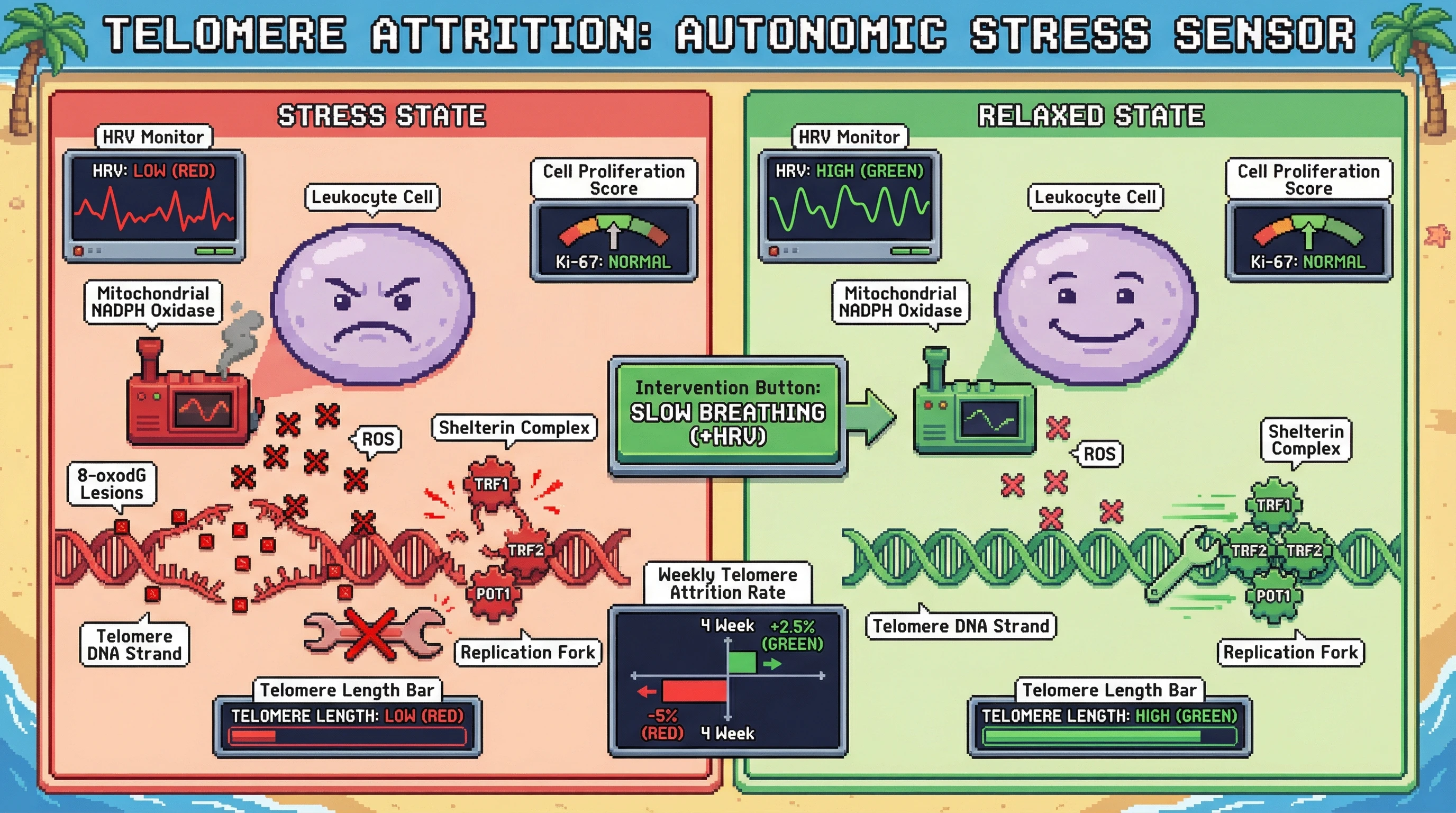 Infographic for: Telomere Attrition Rate as a Real‑Time Biomarker of Oxidative Stress Mediated by Autonomic Dysregulation