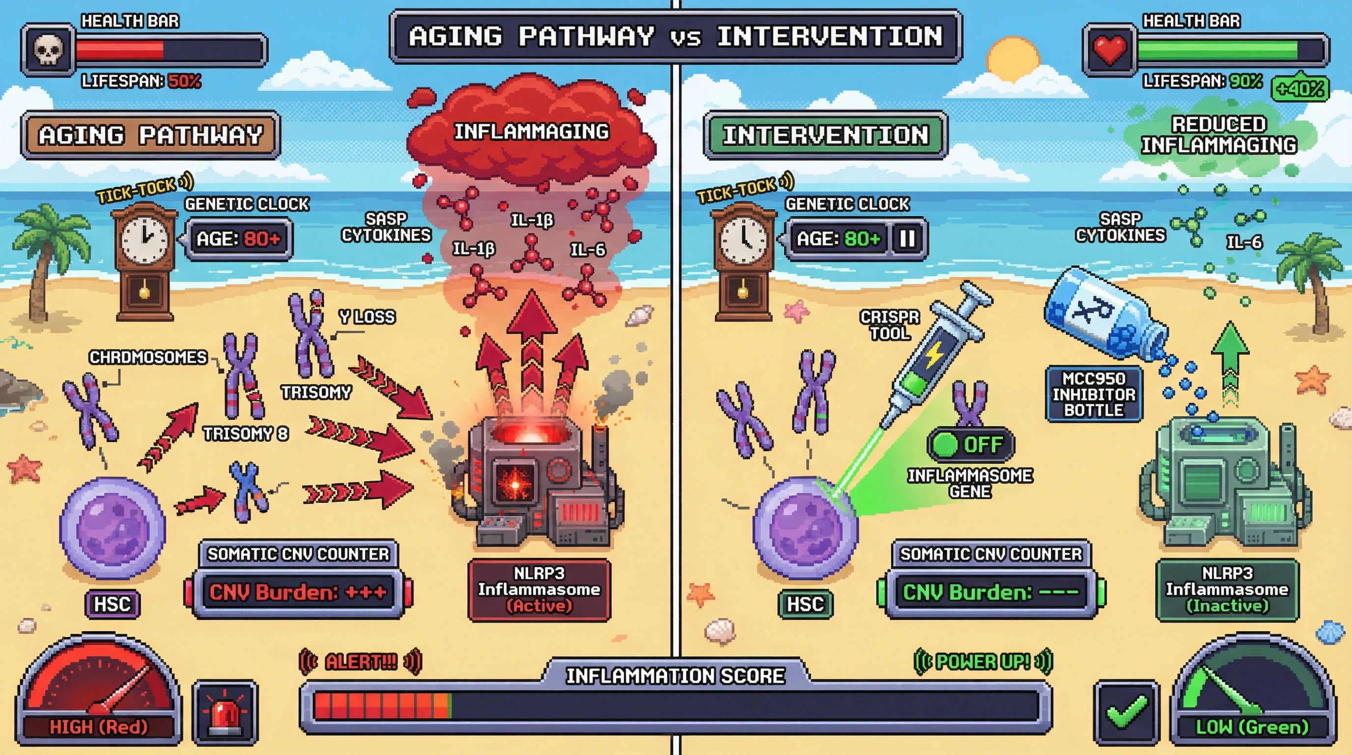 Infographic for: Somatic Copy Number Variation as a Programmed Genetic Clock Driving Inflammaging to Limit Post‑Reproductive Lifespan