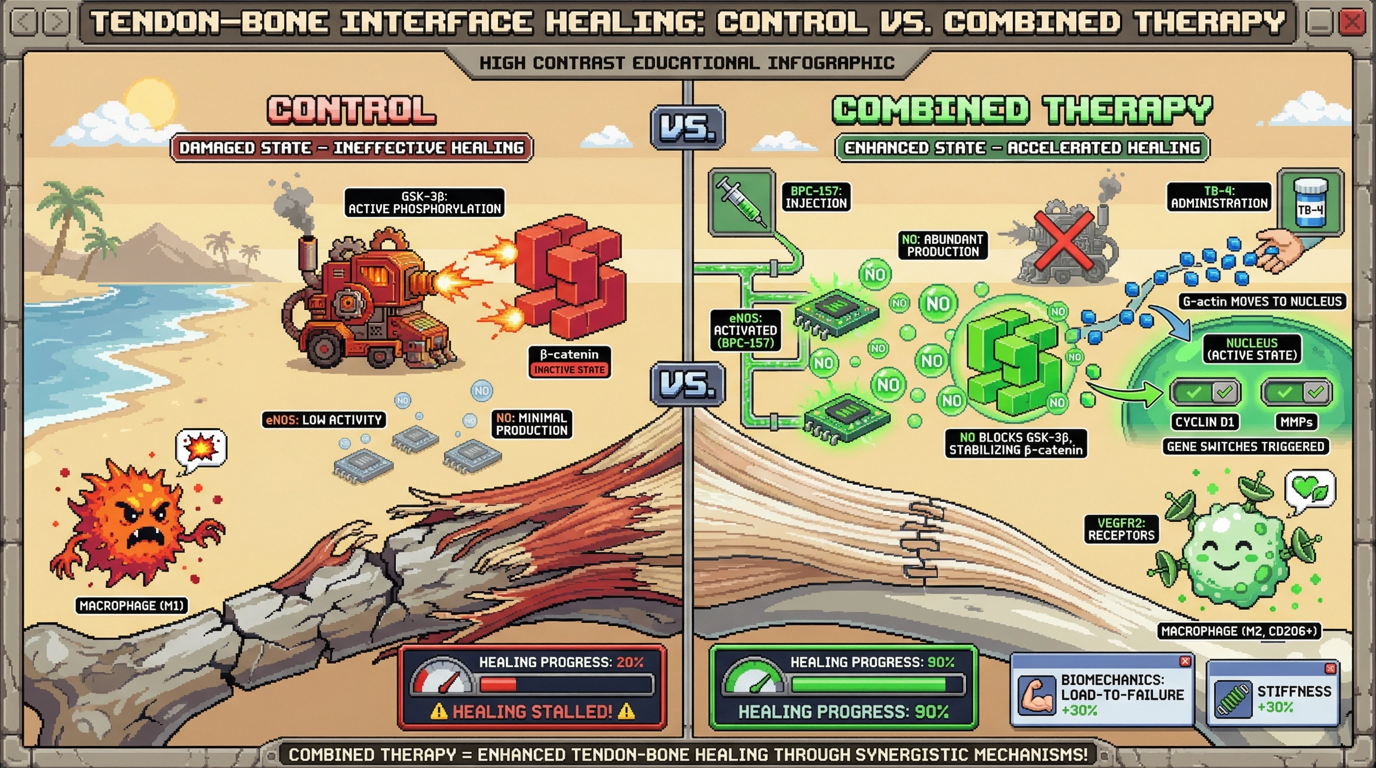Infographic for: Synergistic Angiogenic and Immunomodulatory Mechanisms of Combined BPC-157 and TB-4 in Tendon-to-Bone Healing