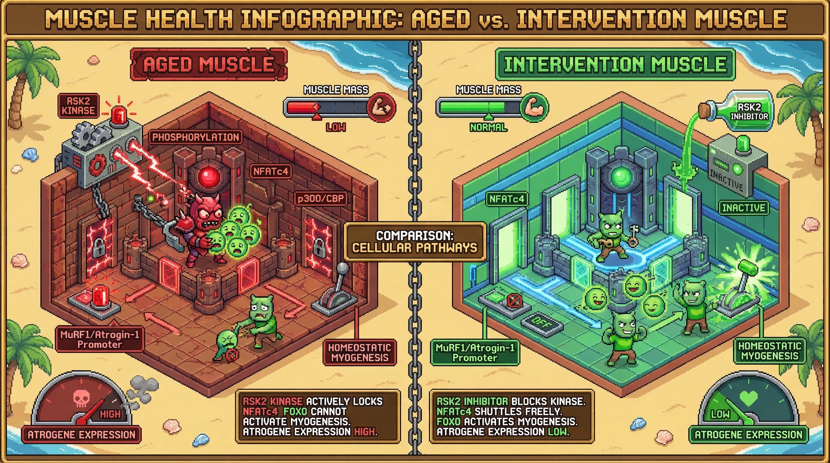 Infographic for: Hypothesis: NFATc4 as a Rheostat for FoxO-Mediated Atrogene Expression via Competitive Co-activator Sequestration