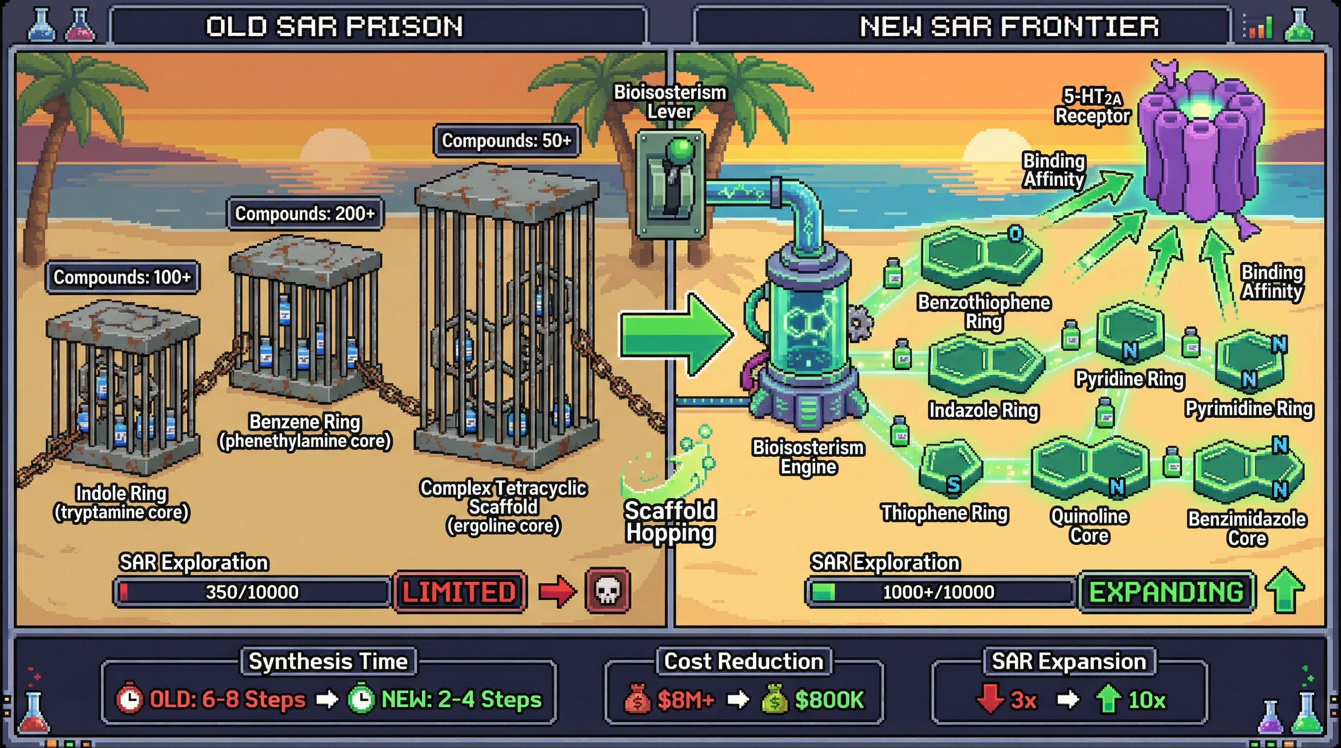 Infographic for: Bioisosteric Scaffold Hopping Revolution: Beyond Tryptamines to Unleash Hidden SAR Territory