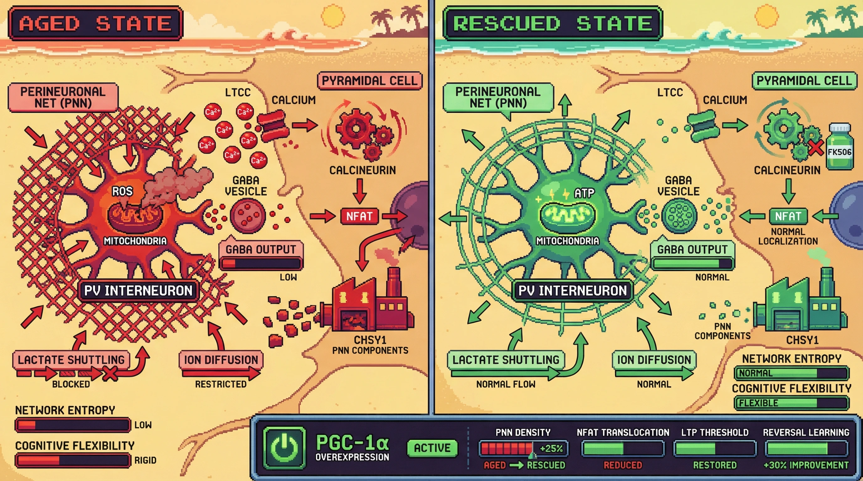 Infographic for: Mitochondrial-PVN Feedback Locks Cortical Plasticity in Aging