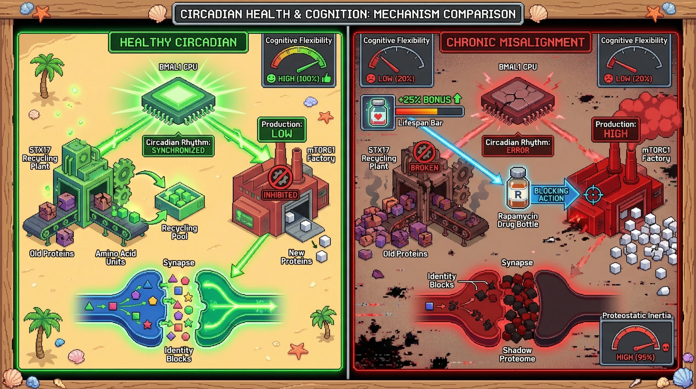 Infographic for: The Shadow Proteome Hypothesis: Circadian-Proteostatic Mismatch and the Molecular Entrainment of Identity Erosion