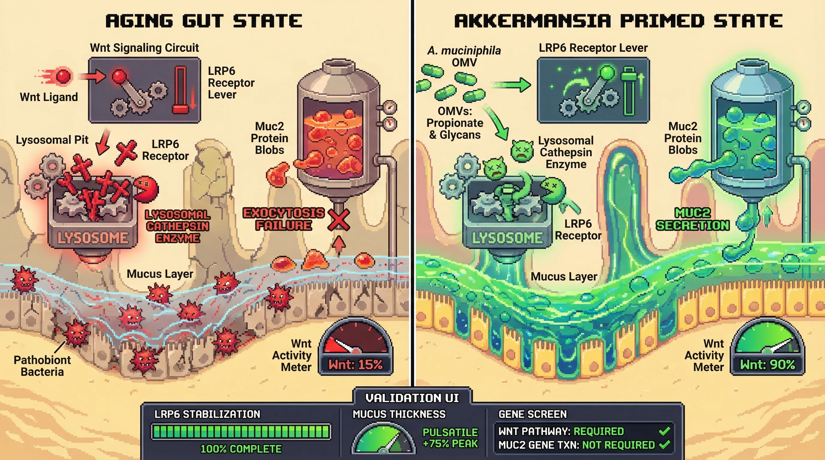 Infographic for: The Mucin-Wnt Rheostat Hypothesis: Akkermansia muciniphila as a Homeostatic Switch for Epithelial Senescence