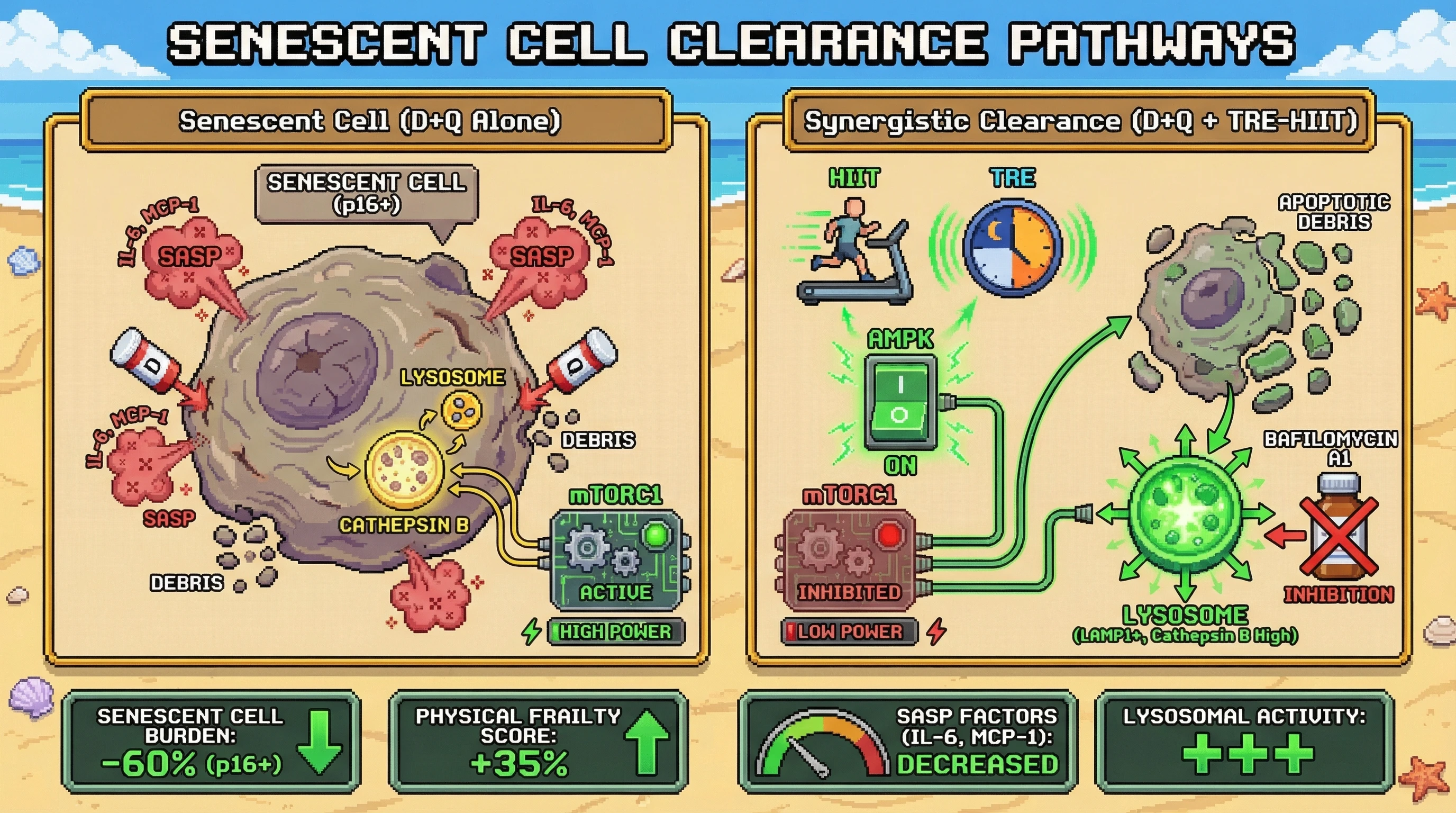 Infographic for: Time-Restricted Exercise Amplifies Senolytic-Induced Synthetic Lethality via mTOR Oscillation and Lysosomal Priming