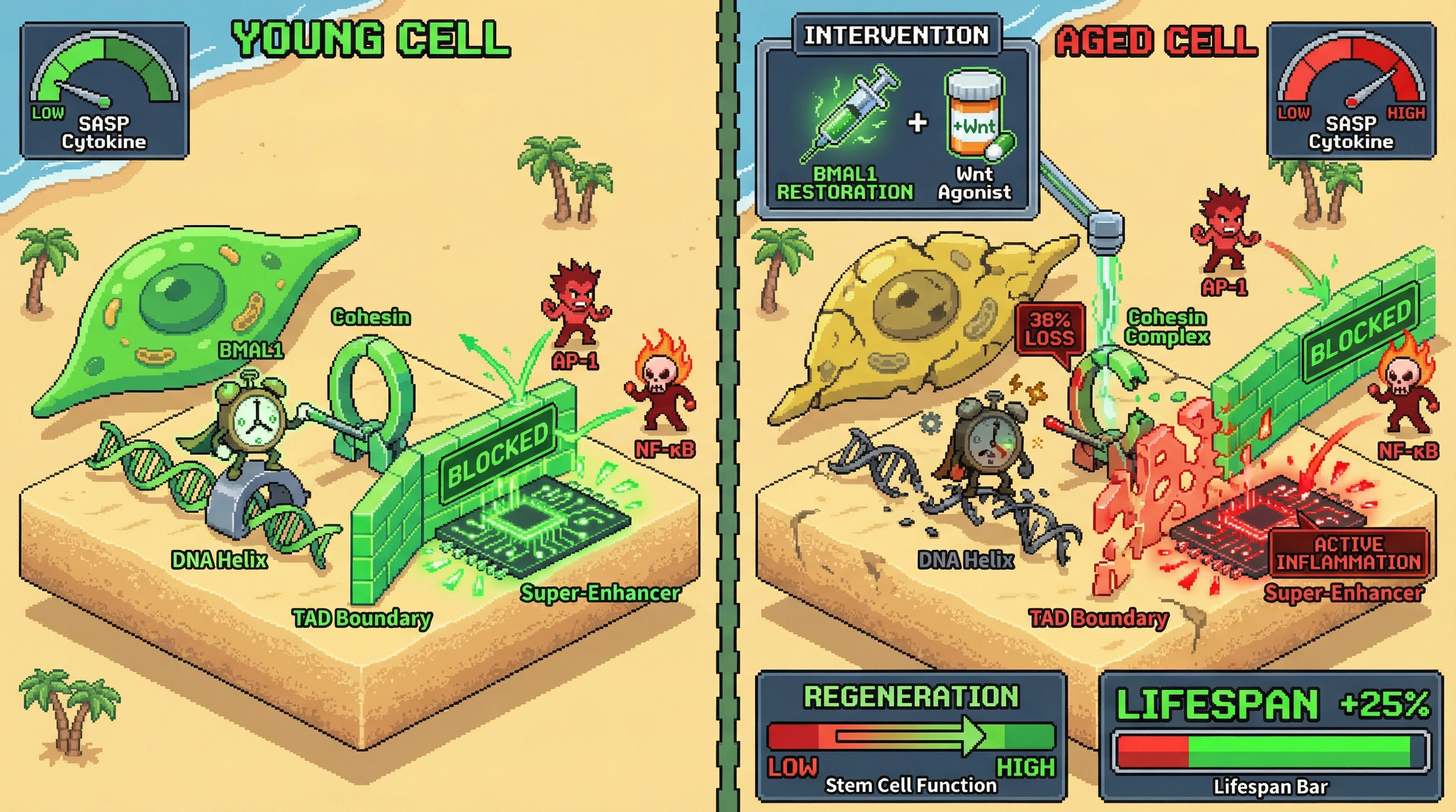 Infographic for: BMAL1-Guided Cohesin Loading as a Temporal Gatekeeper Prevents Inflammaging-Induced Stem Cell Exhaustion