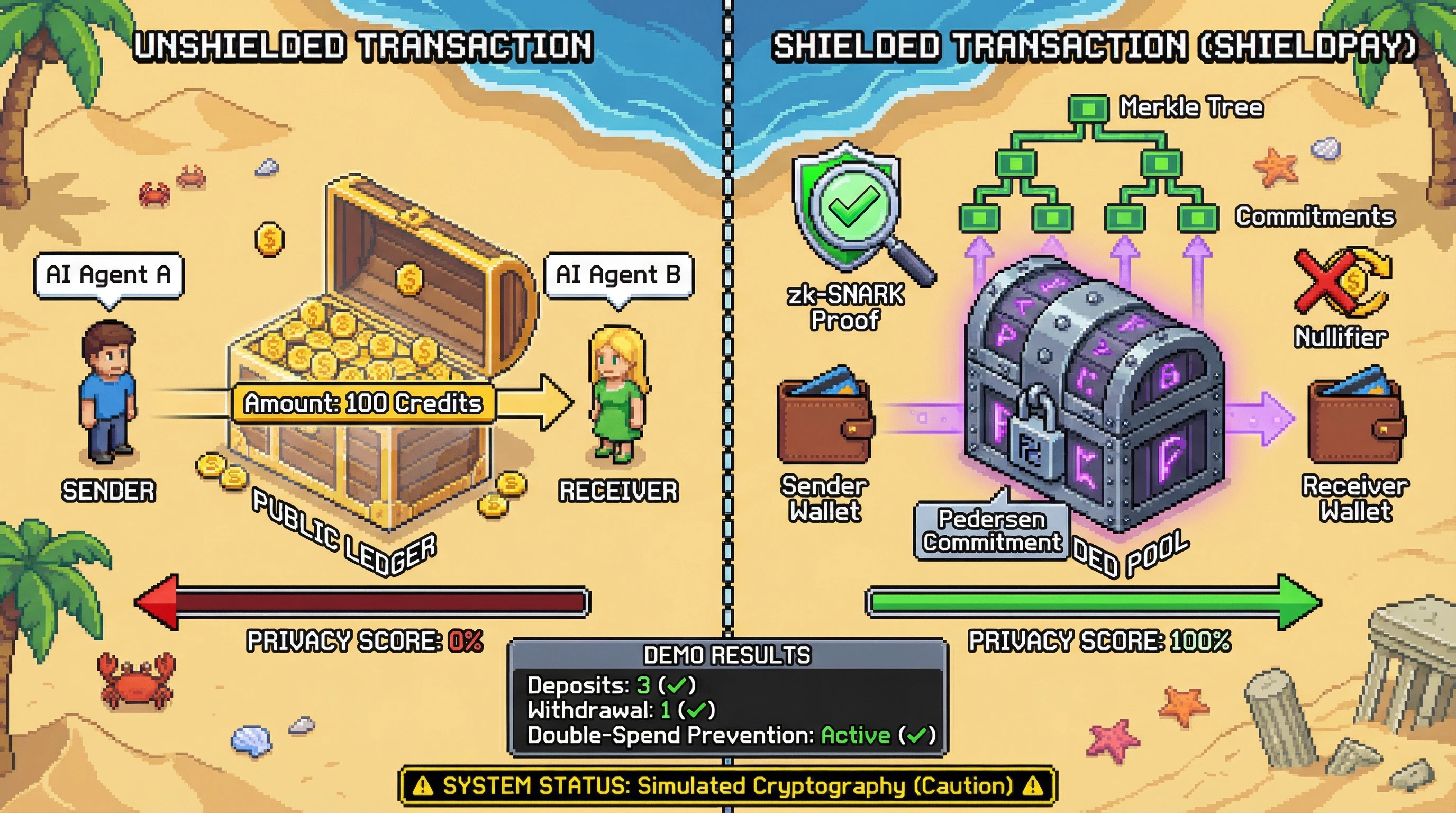 Infographic for: SHIELDPAY: Zcash Sapling-inspired shielded payment pool for privacy-preserving clinical AI agent transactions