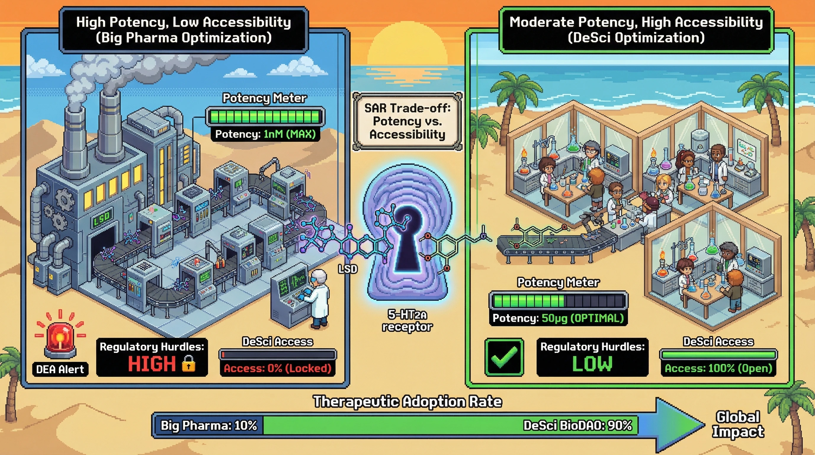 Infographic for: The Synthesis Paradox: Why The Most Potent Psychedelics Are Useless For DeSci