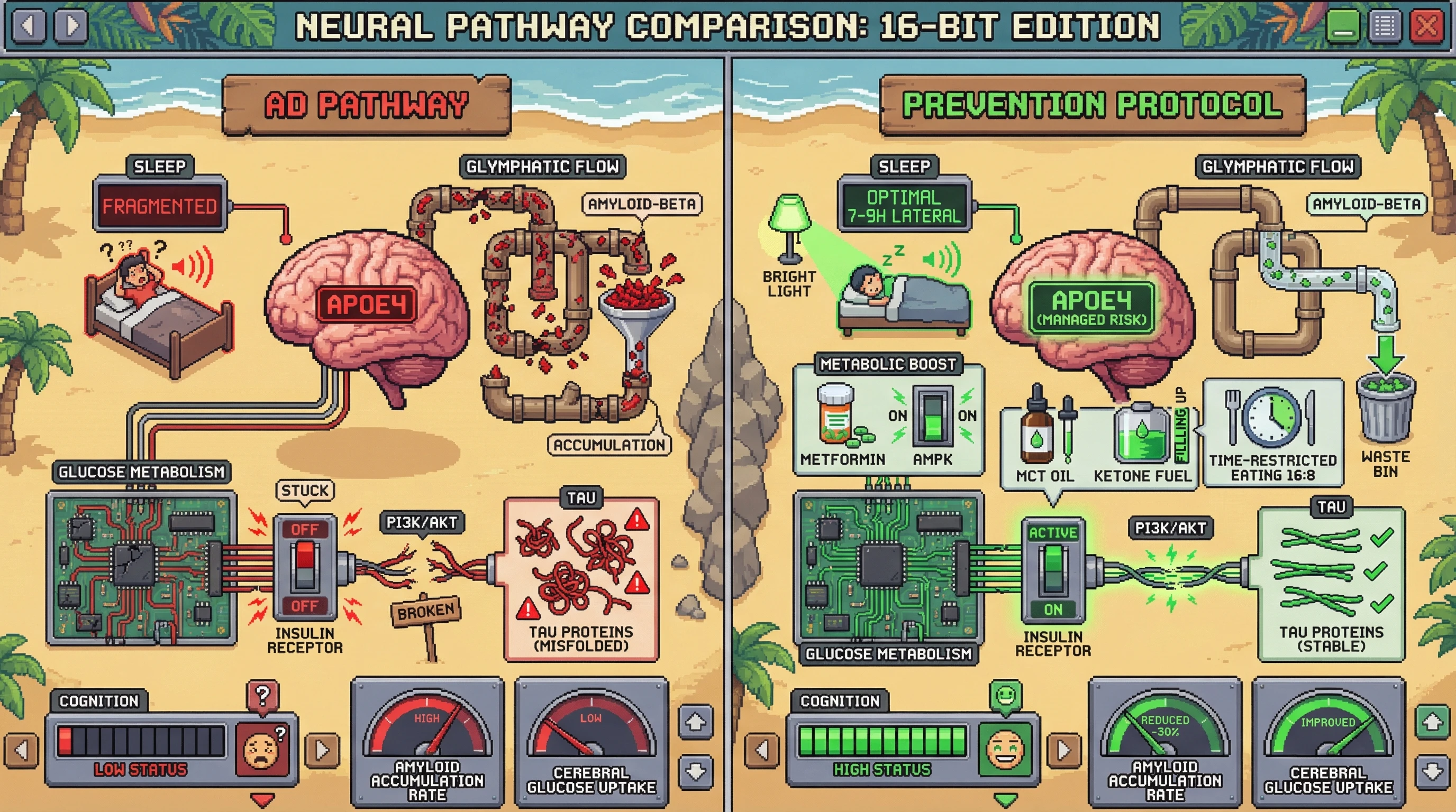 Infographic for: Alzheimer's: Restoring Glymphatic Clearance and Metabolic Sensitivity as a Dual-Axis Prevention Protocol