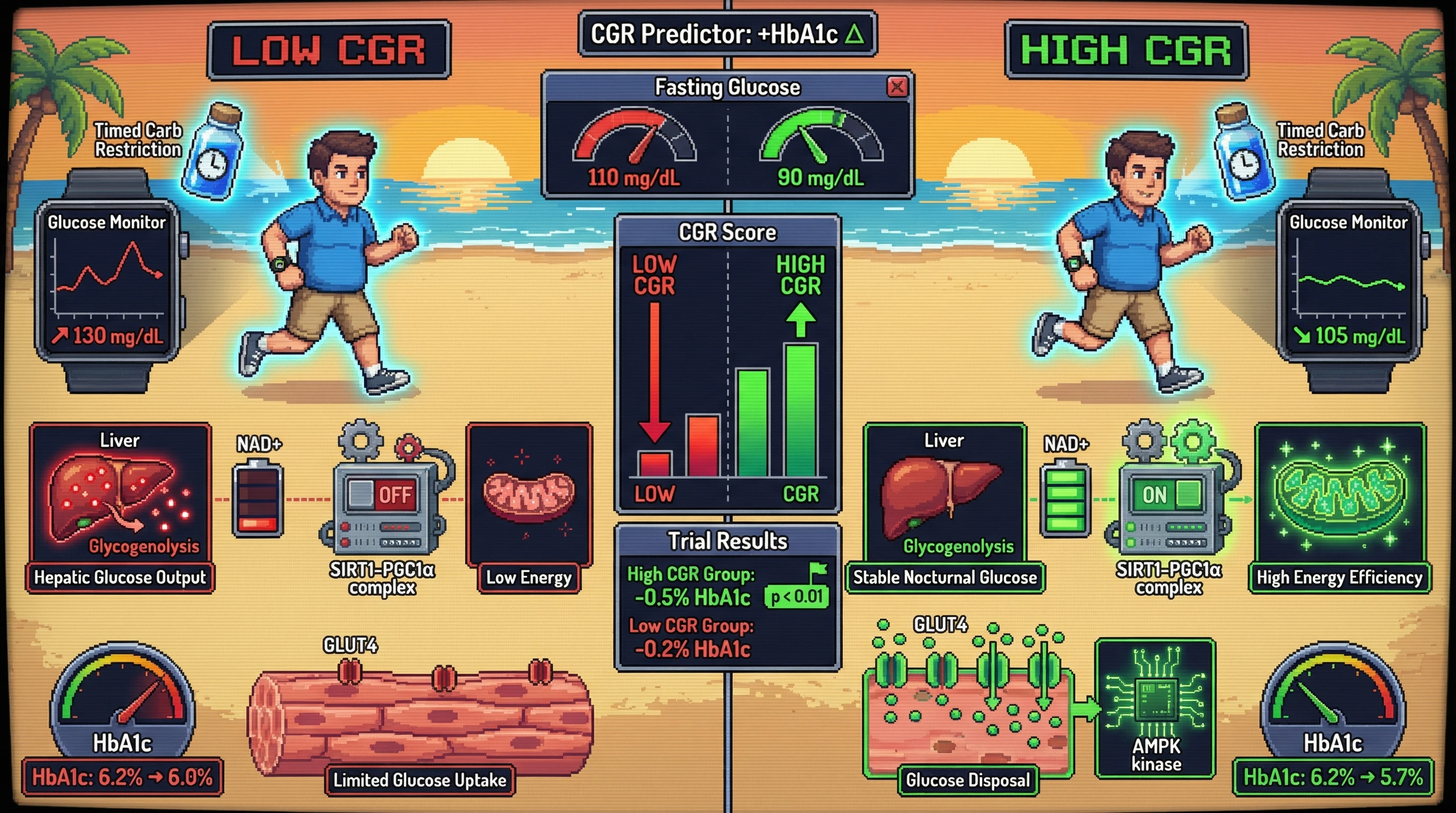 Infographic for: Wearable‑Derived Circadian Glucose Resilience Predicts Individual Response to Timed Carbohydrate Restriction in Prediabetes