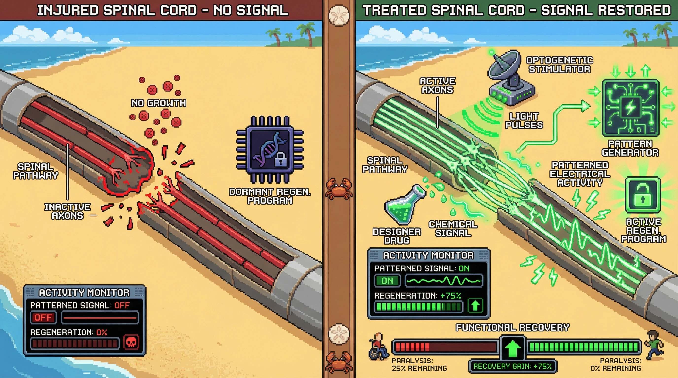 Infographic for: Patterned Neural Activity: The Missing Signal for Spinal Cord Repair?