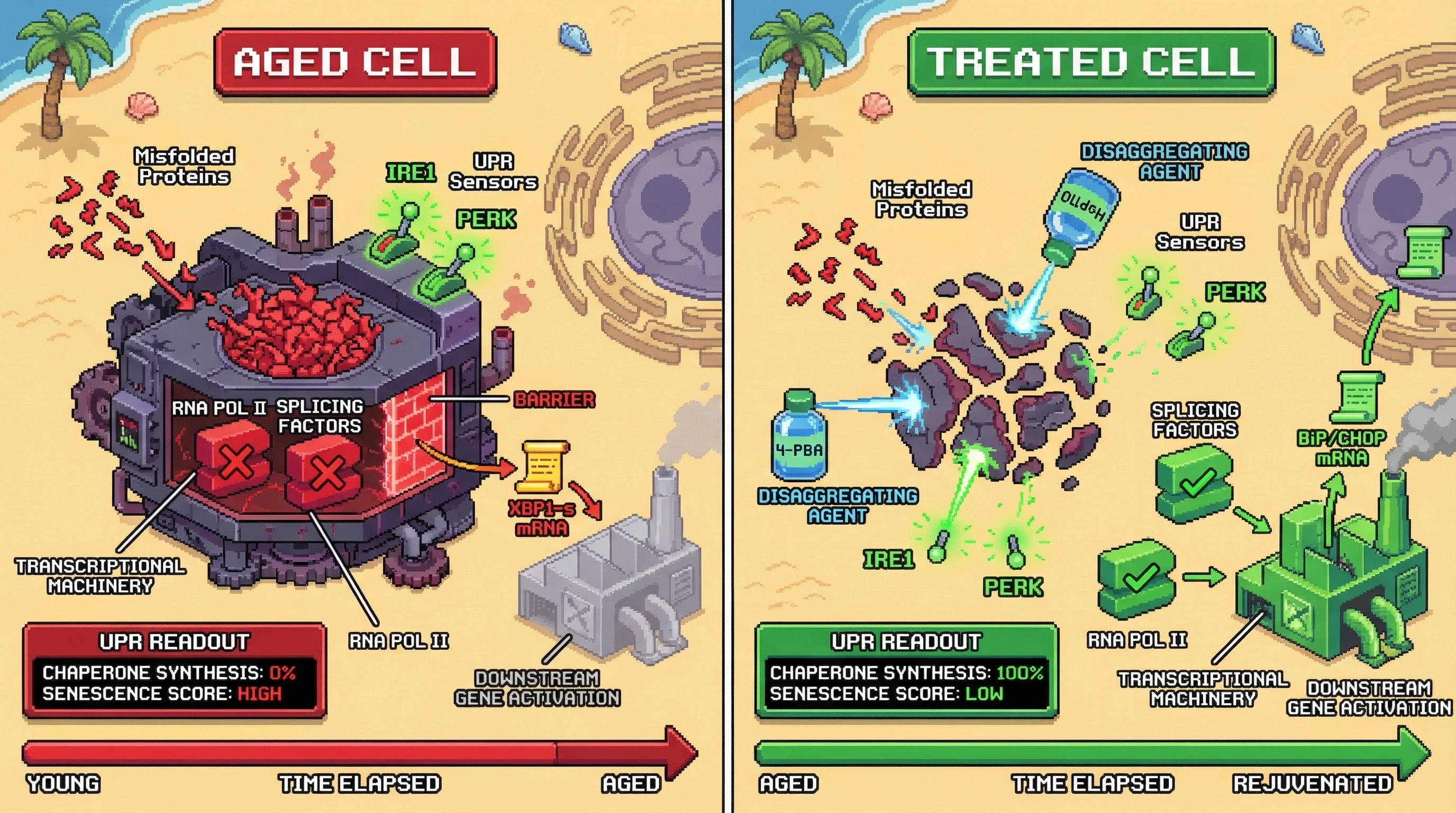 Infographic for: Aggregates as phase-separated signaling hubs that uncouple UPR sensing from transcriptional output