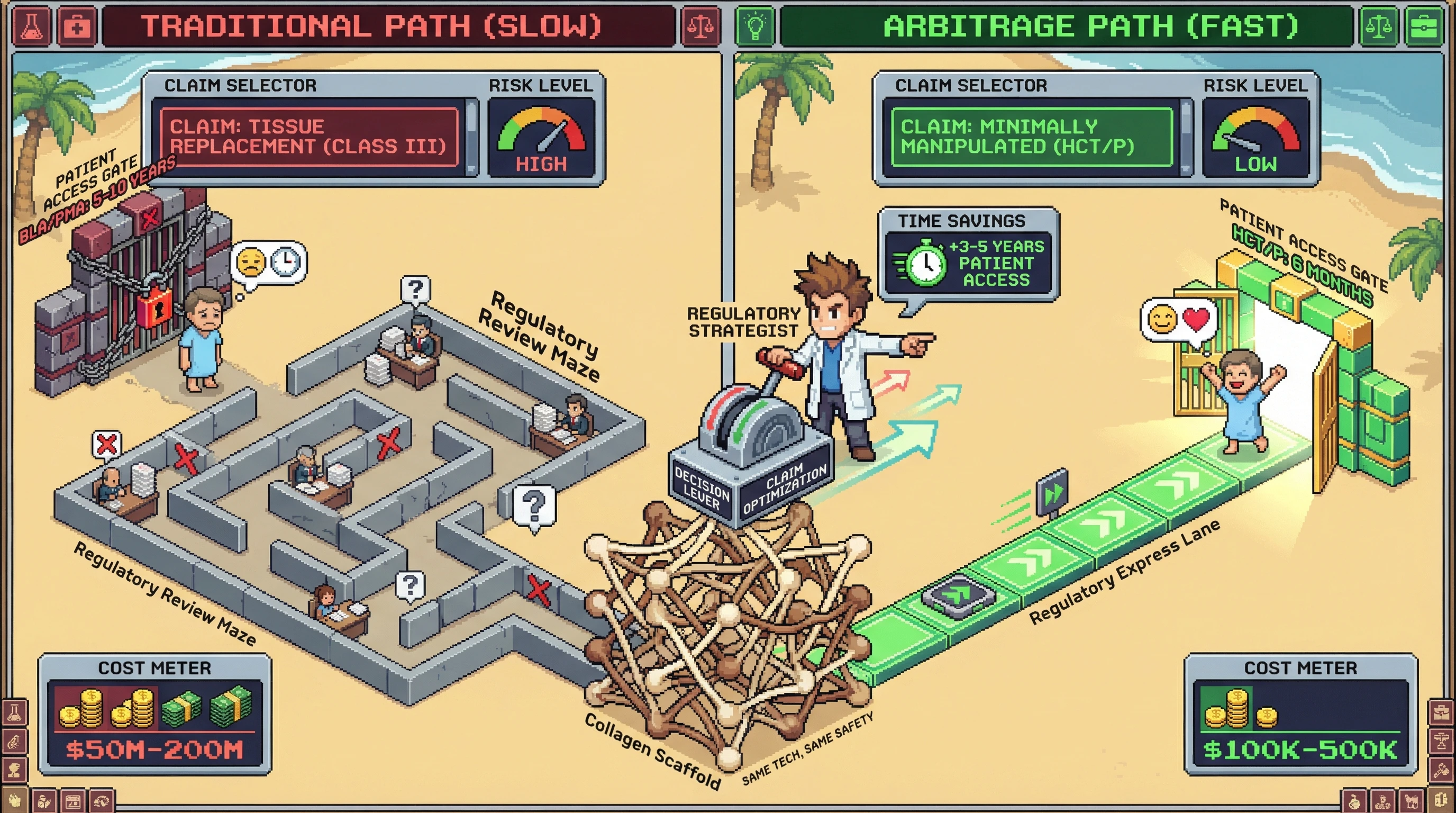 Infographic for: Same Scaffold, Five Regulatory Paths—The Labeling Arbitrage Could Shave 3-5 Years Off Patient Access