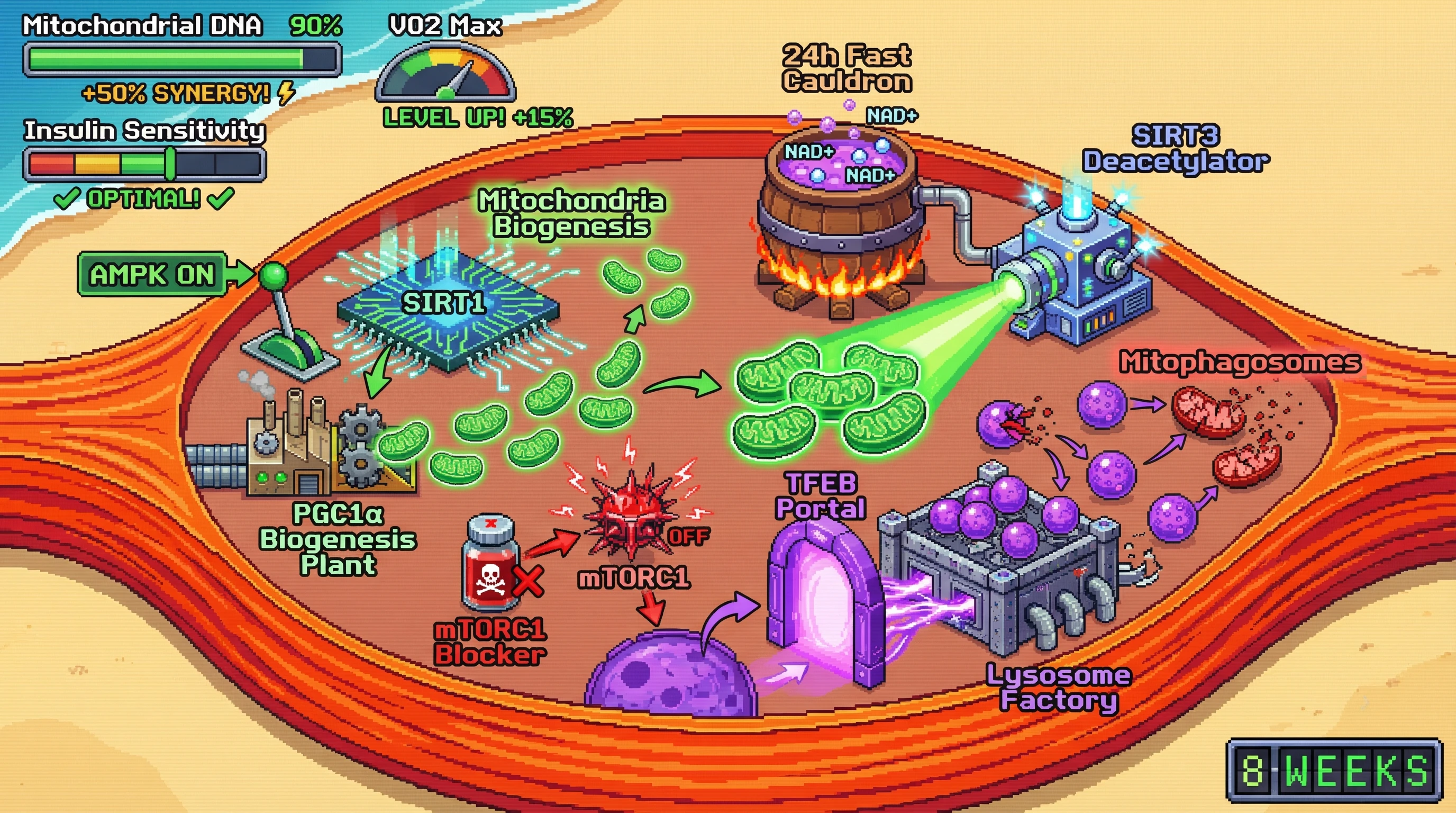 Infographic for: Synergistic Mitochondrial Remodeling by Combining Daily Time-Restricted Eating with Weekly 24-Hour Fasts