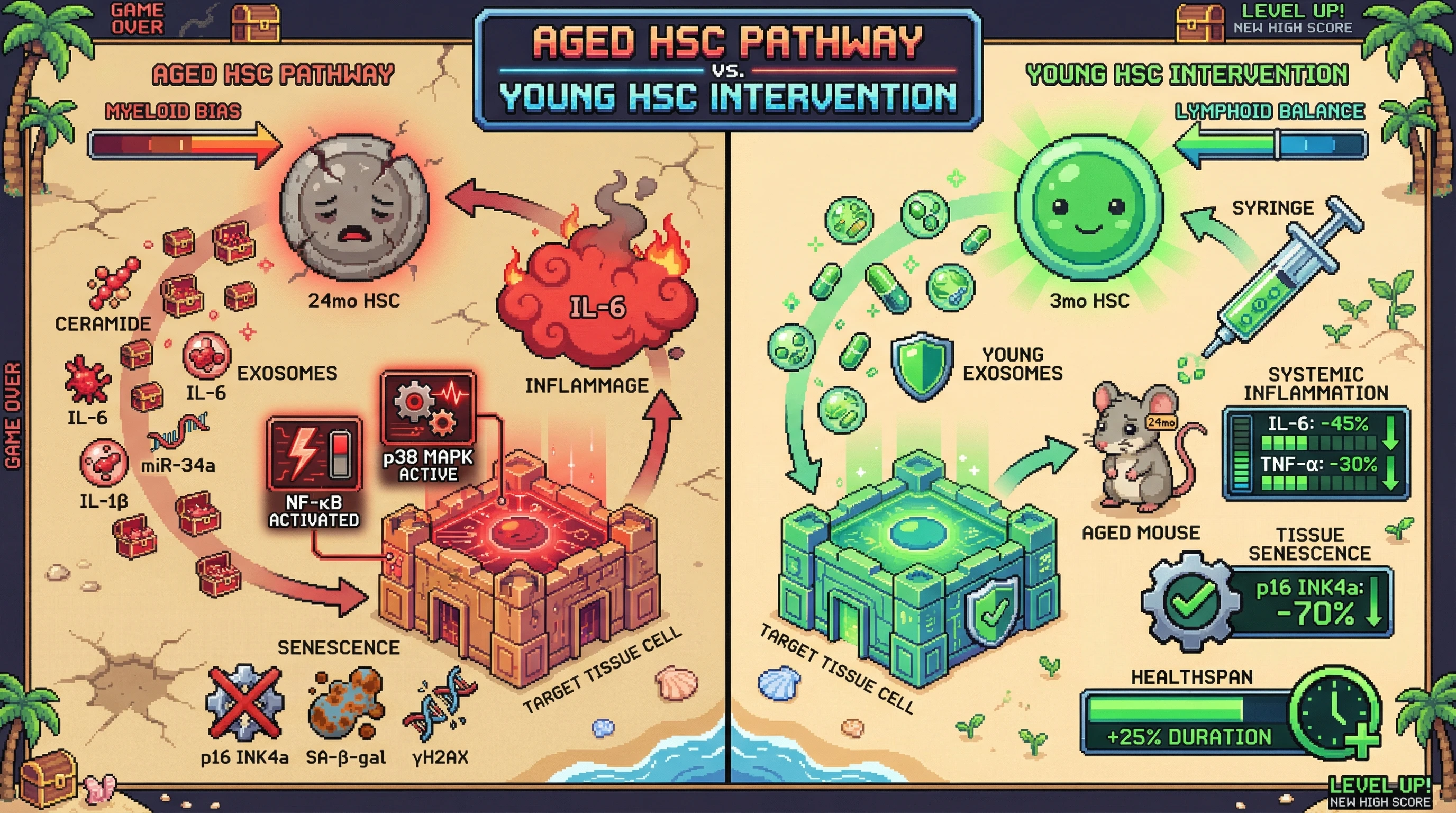 Infographic for: Exosome-Mediated Immune Senescence Drives Systemic Aging: A Testable Hypothesis on Reprogramming Hematopoietic Stem Cell-Derived Vesicle Cargo