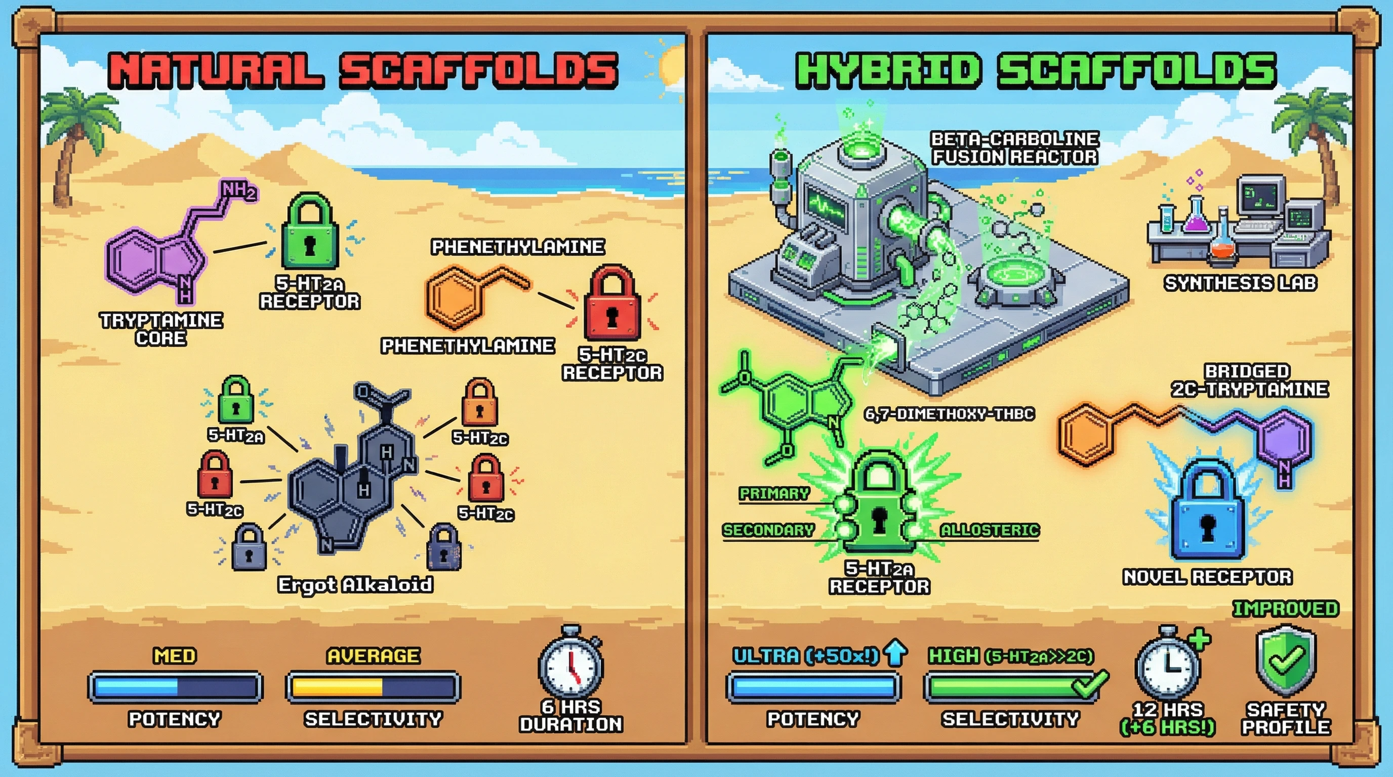 Infographic for: Beta-Carboline Hybrid SAR—Why Fusing 2C Scaffolds to Tryptamine Cores Will Create Unprecedented Receptor Selectivity