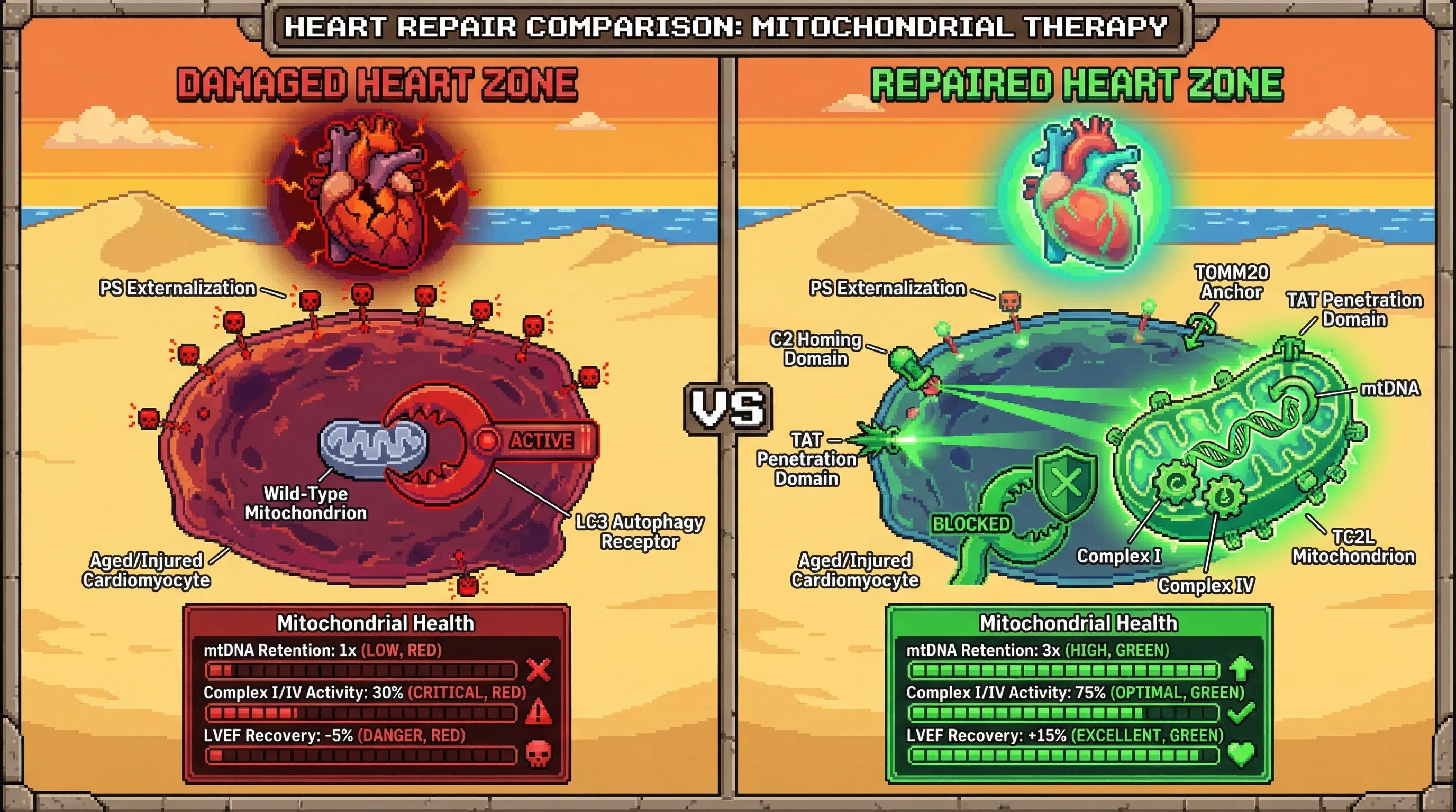 Infographic for: A computationally designed TOMM20-anchored quadruple-domain chimera combining PS-targeted homing (C2), cell-penetrati...
