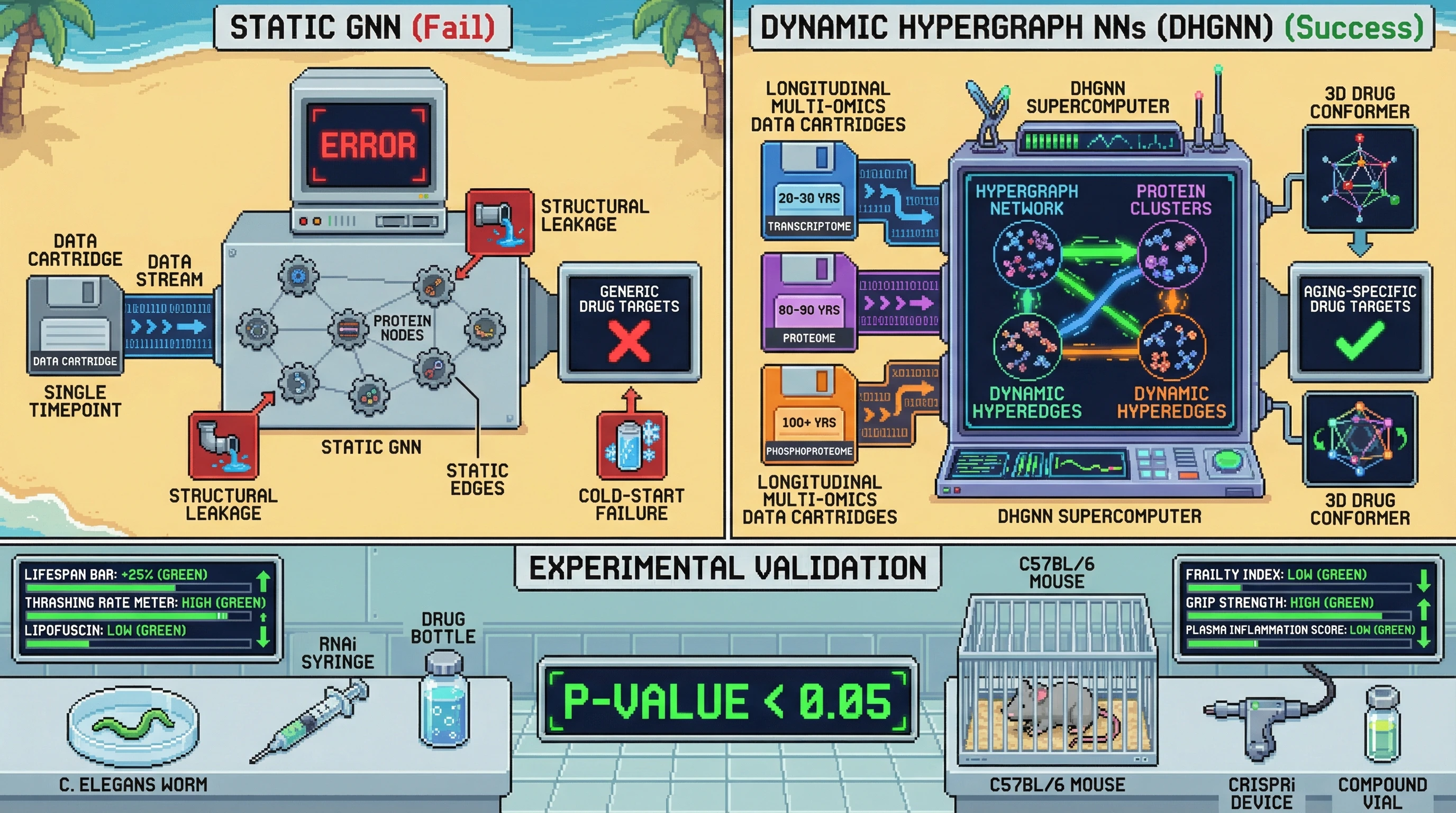 Infographic for: Temporal Hypergraph GNNs for Aging‑Specific Drug Target Prediction