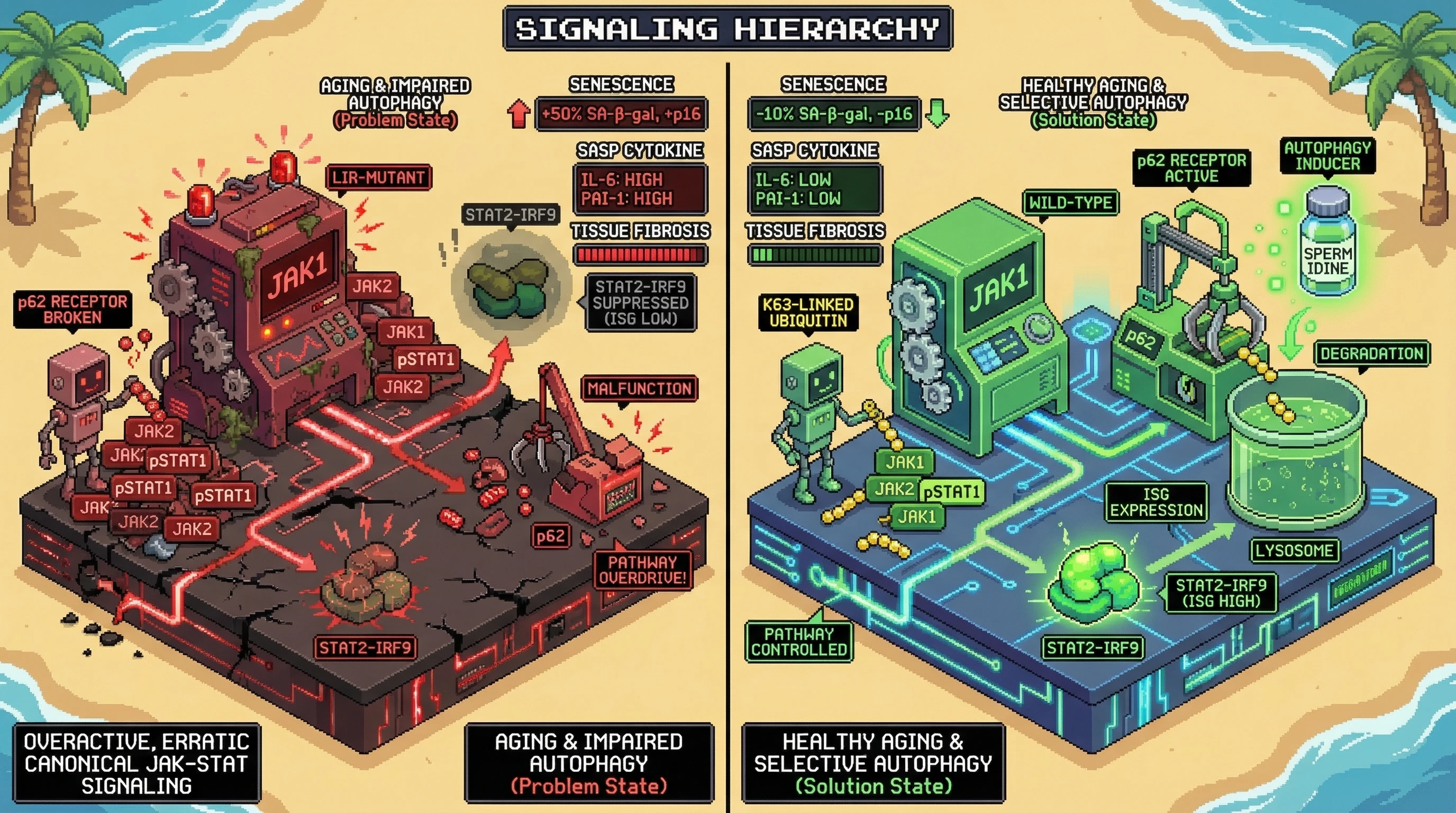 Infographic for: Selective autophagic triage of canonical JAK-STAT components sustains non-canonical interferon signaling in aging