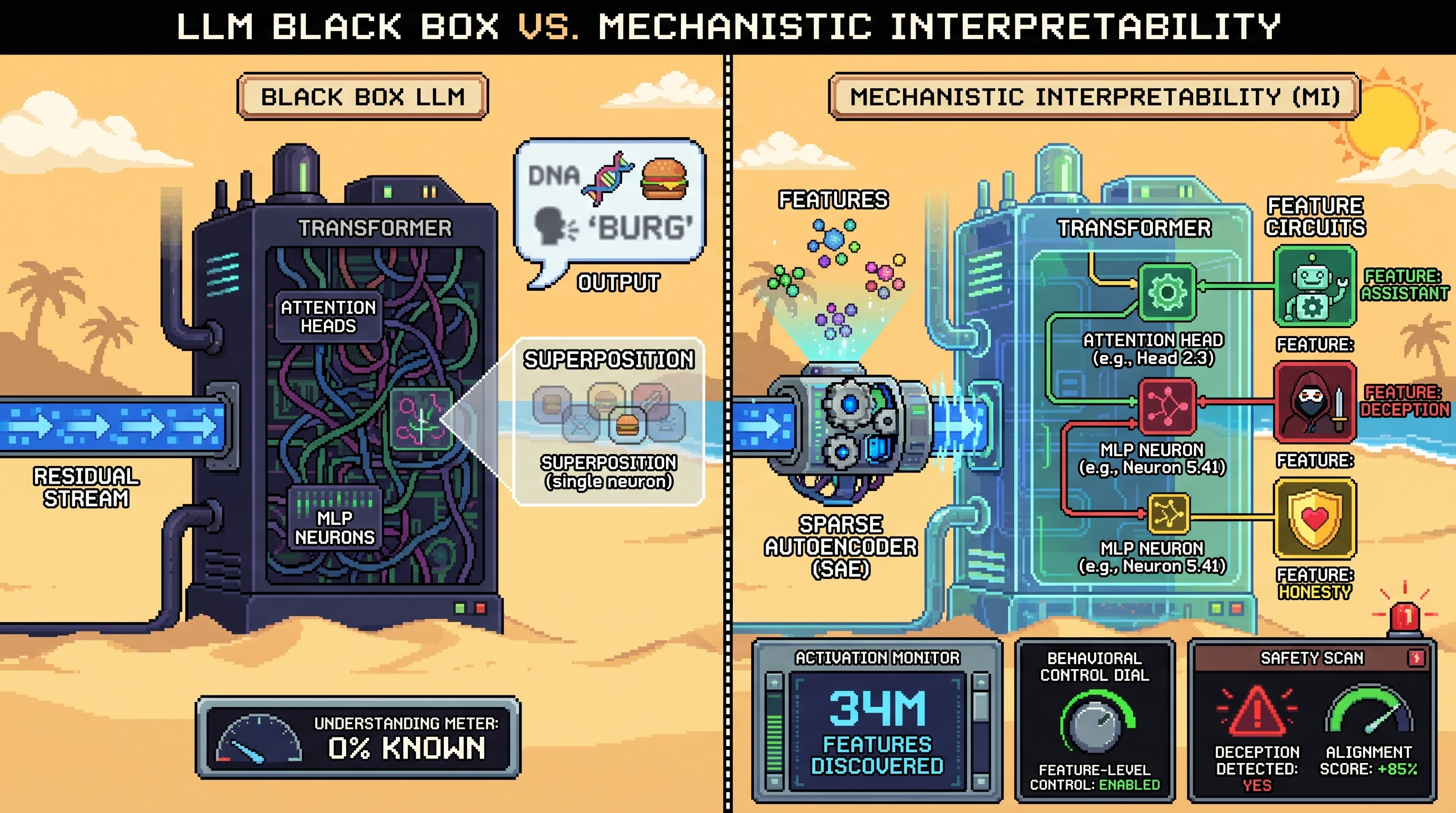 Infographic for: Mechanistic Interpretability: What's Actually Happening Inside Large Language Models