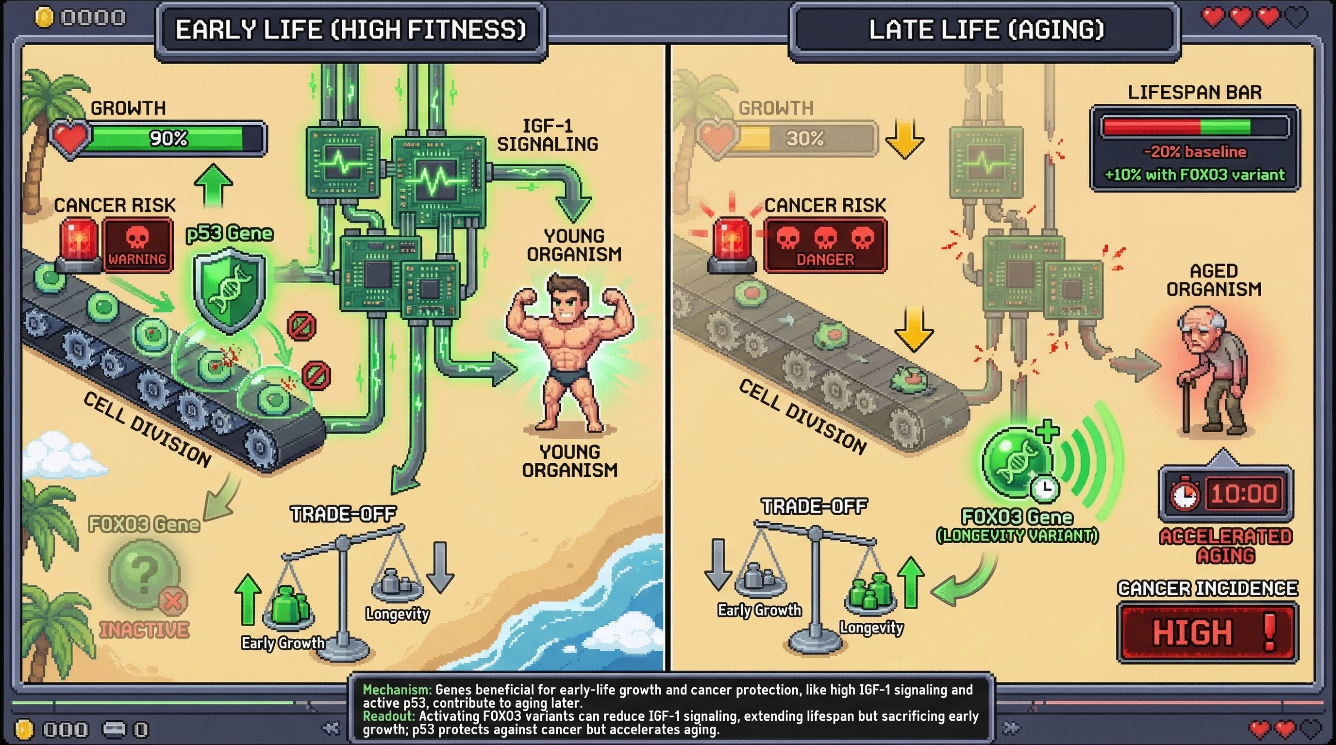 Infographic for: Genes That Help You Reproduce Are Killing You Later—This Is Why We Age