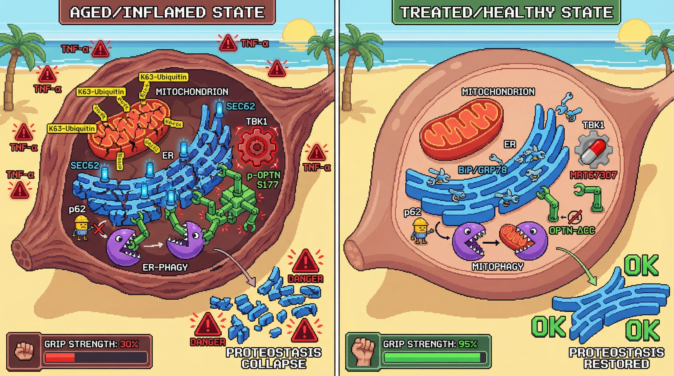 Infographic for: A Temporal Cargo Receptor Switch Hypothesis: Maladaptive Autophagy Hierarchy Drives Age‑Related Proteostasis Collapse via the OPTN‑SEC62 Axis