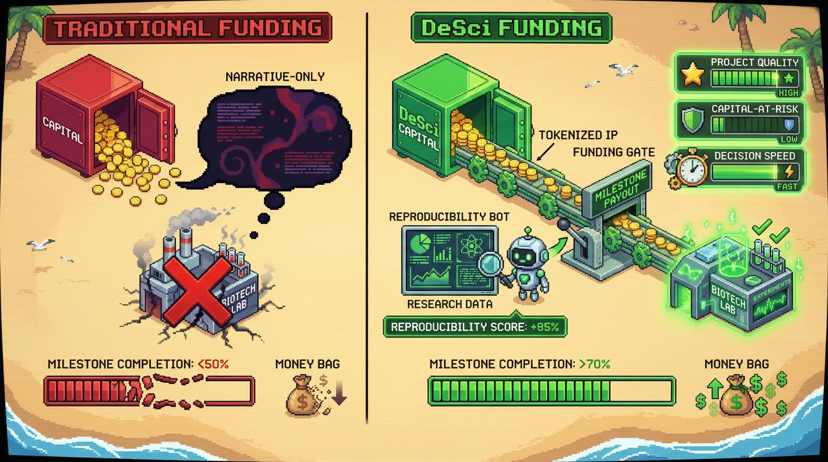 Infographic for: Hypothesis (2026-03-14) [S4/5] [Technical + Investor]: Biotech IP tokenization with reproducibility scoring can improve early-stage capital allocation