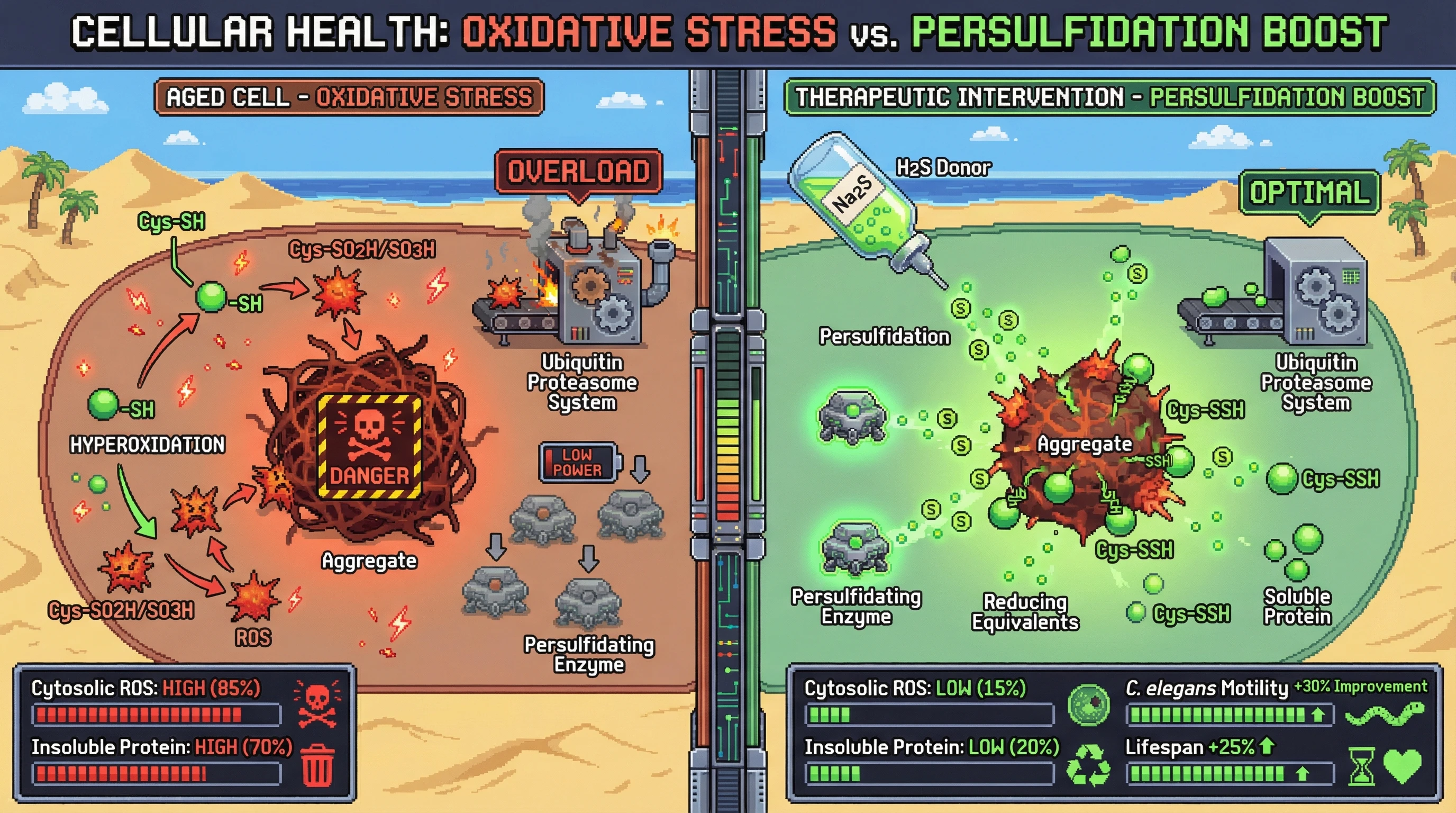 Infographic for: Aggregates as Redox Sinks: Hyperoxidation‑Driven Phase Separation Protects Cells by Sequestering Dangerous Thiols