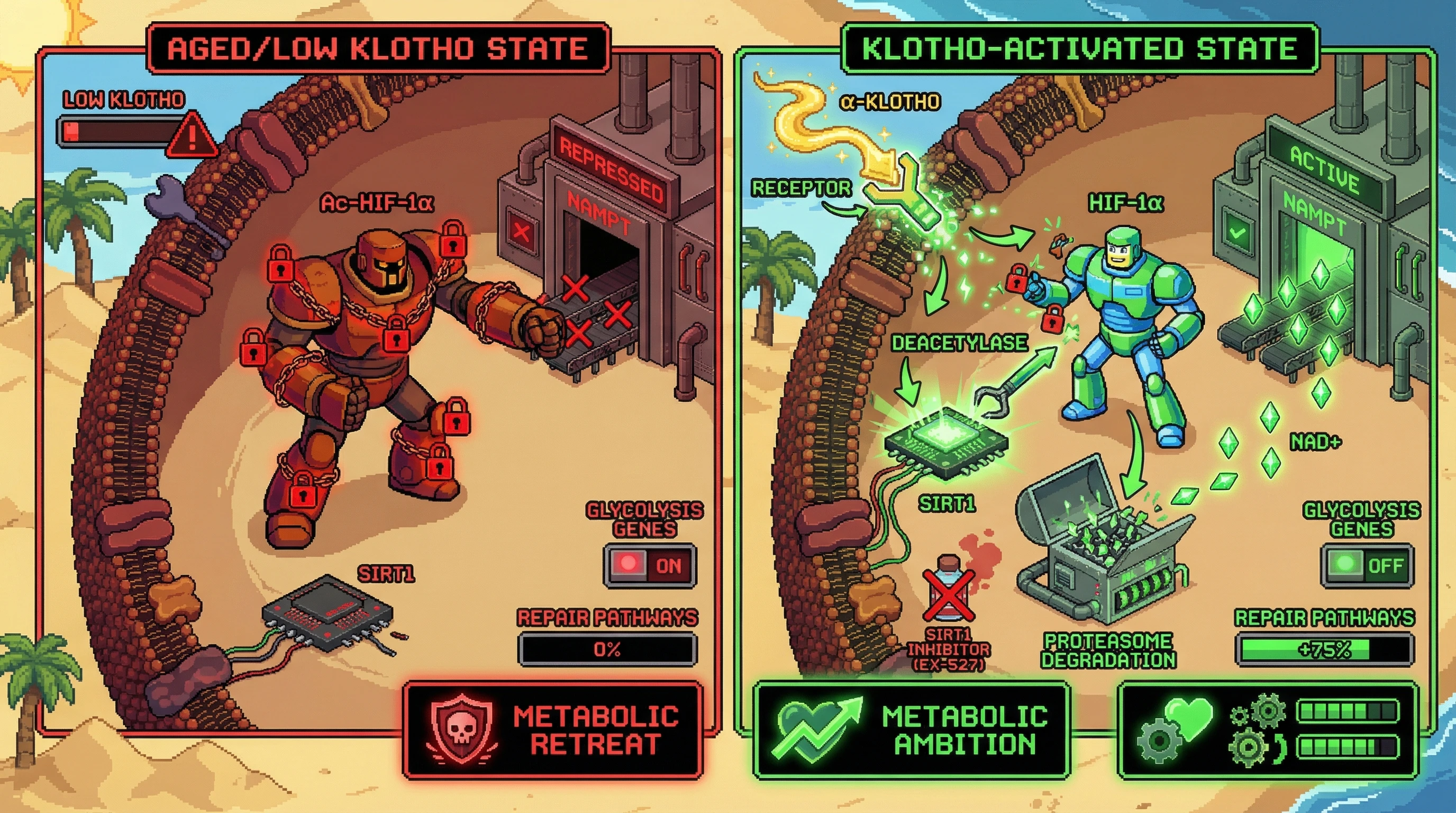 Infographic for: Soluble Klotho gates NAD+ biosynthesis via SIRT1‑dependent NAMPT activation