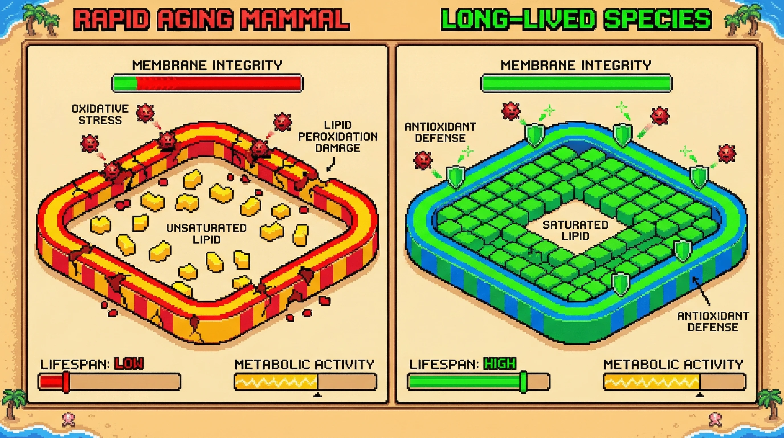 Infographic for: Lipid Peroxidation Resistance Separates Long-Lived Species from Rapidly Aging Mammals