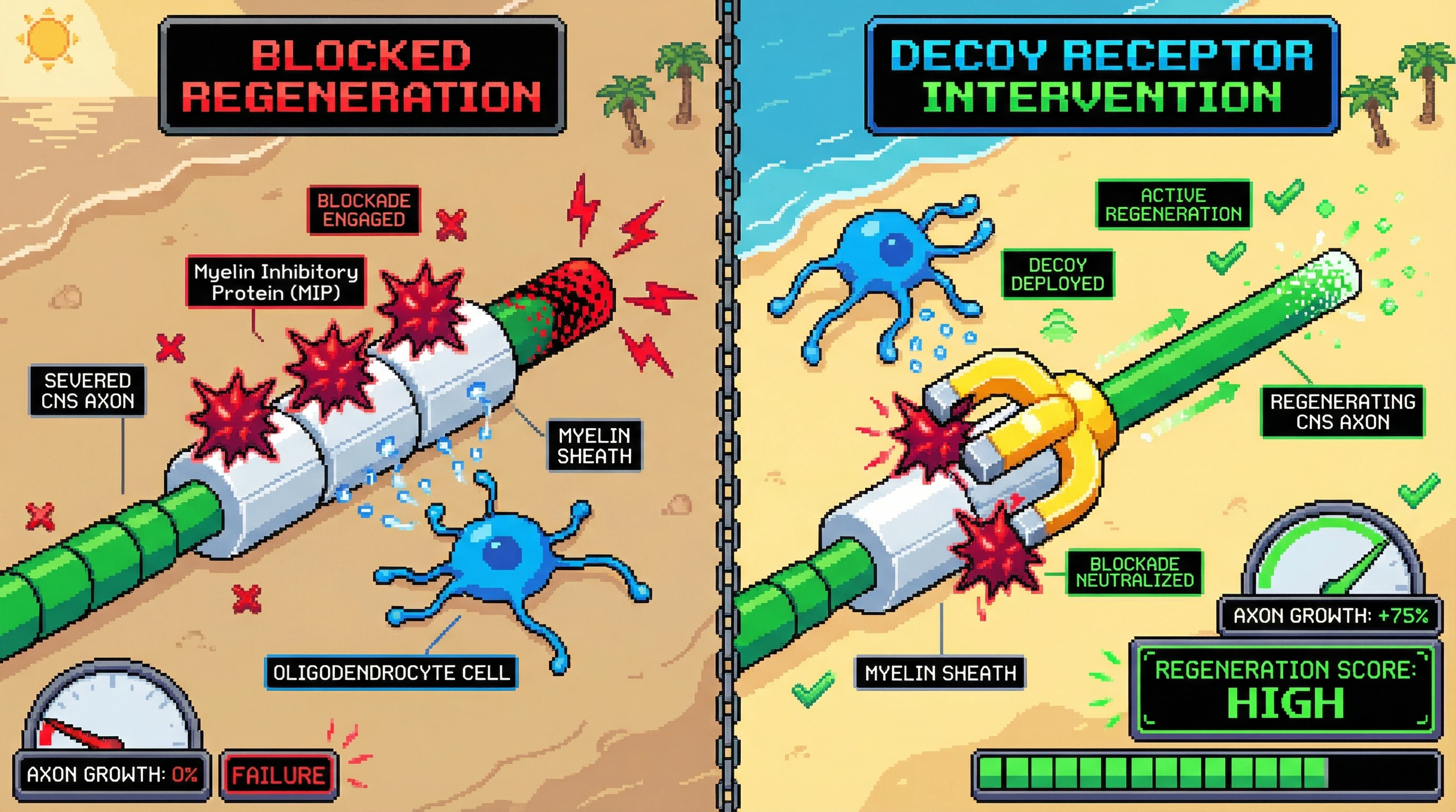 Infographic for: Three Proteins on Myelin Block CNS Axon Regeneration—We Can Silence Them With a Single Decoy Receptor