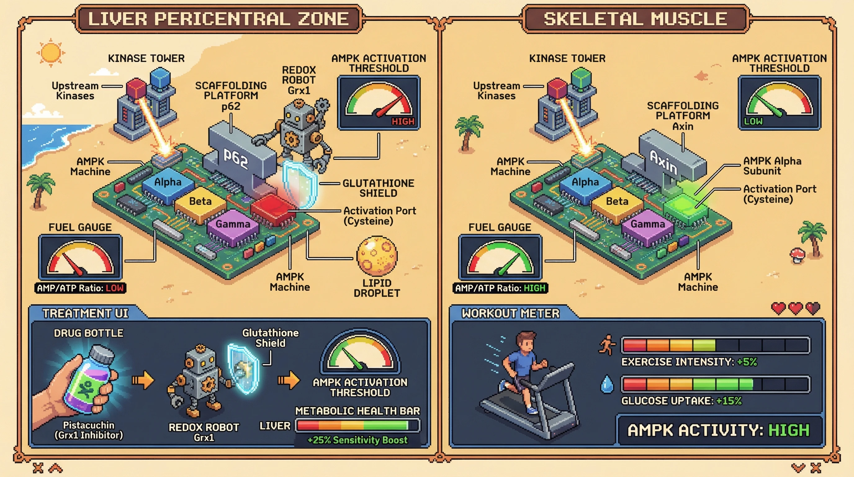 Infographic for: Isoform-Specific Scaffolding Proteins Define AMPK Activation Thresholds in Metabolic Tissues