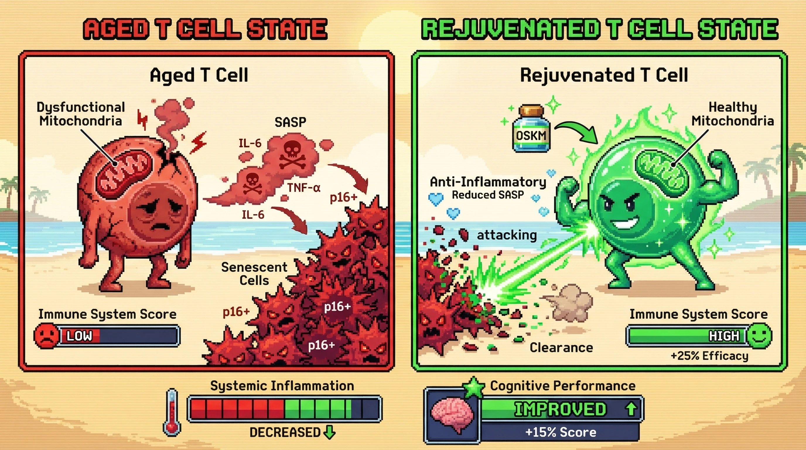 Infographic for: Immune-Specific Partial Reprogramming as a Lever to Reverse Systemic Aging: A Hypothesis on T Cell Rejuvenation and Senescent Cell Clearance