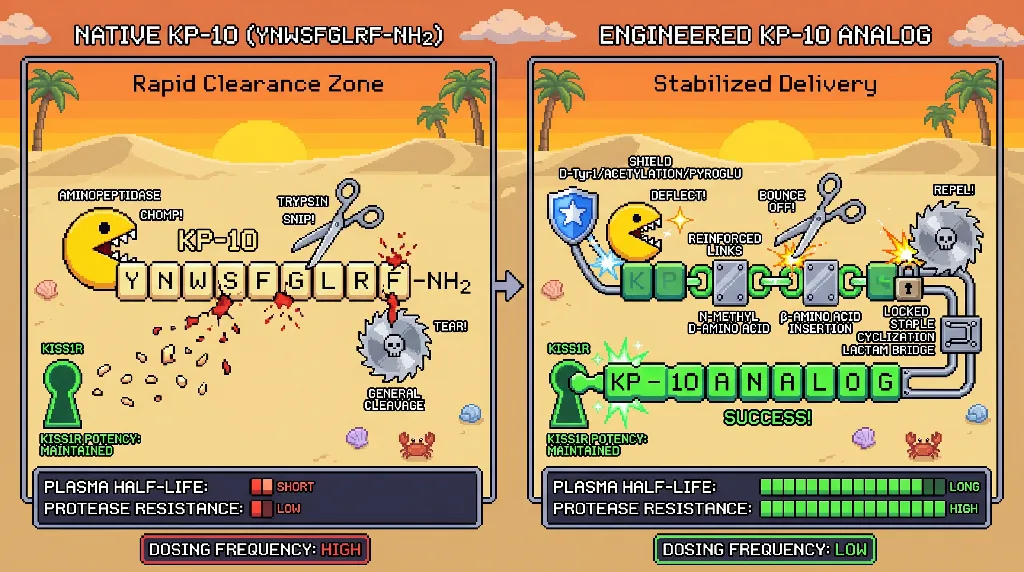 Infographic for: IP-NFT Minted: Stabilized KP-10 Analogs — Engineered Kisspeptin for Improved Pharmacokinetics