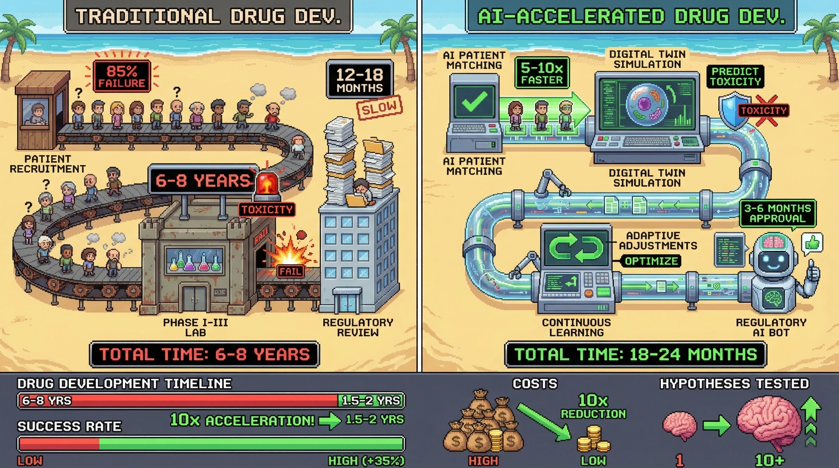 Infographic for: AI Compresses Clinical Trial Timelines by 10x Before 2029