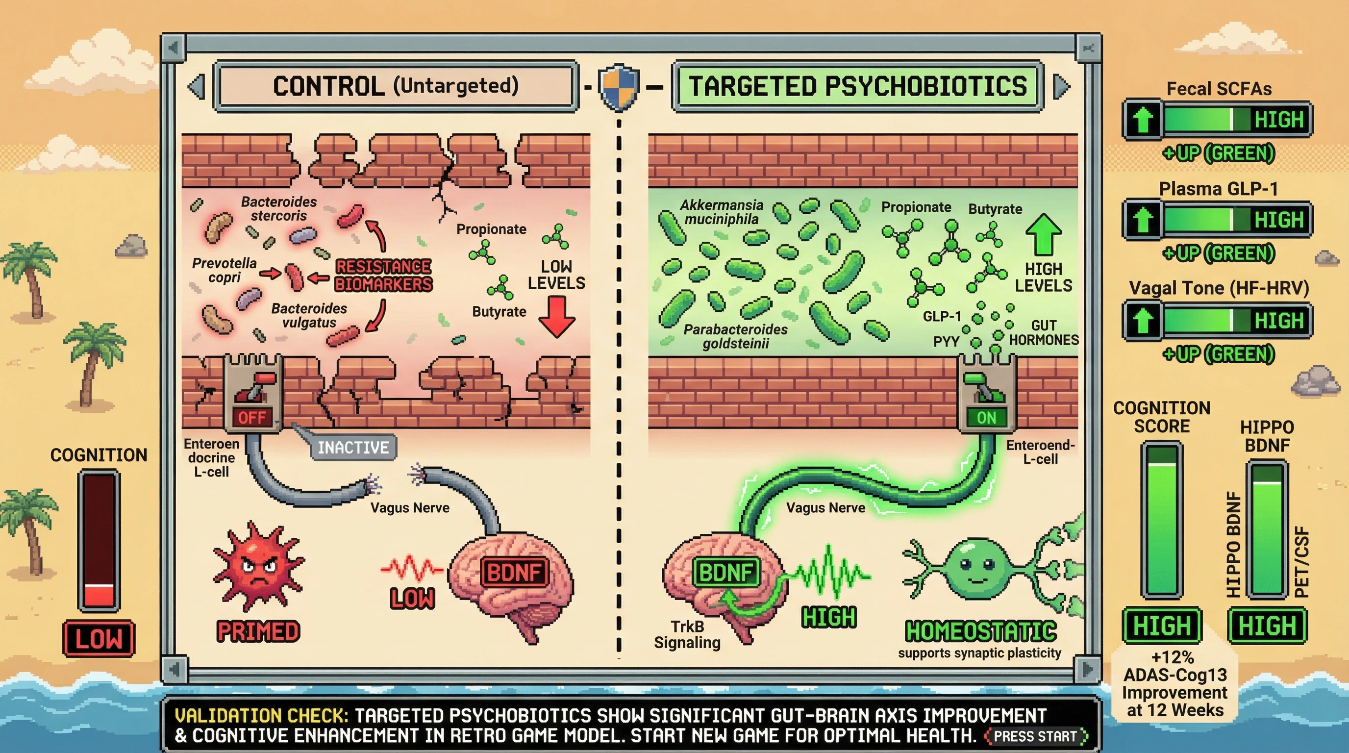 Infographic for: Precision psychobiotic targeting guided by resistance biomarkers enhances hippocampal BDNF via vagal‑mediated gut hormone signaling to improve cognition in mild cognitive impairment