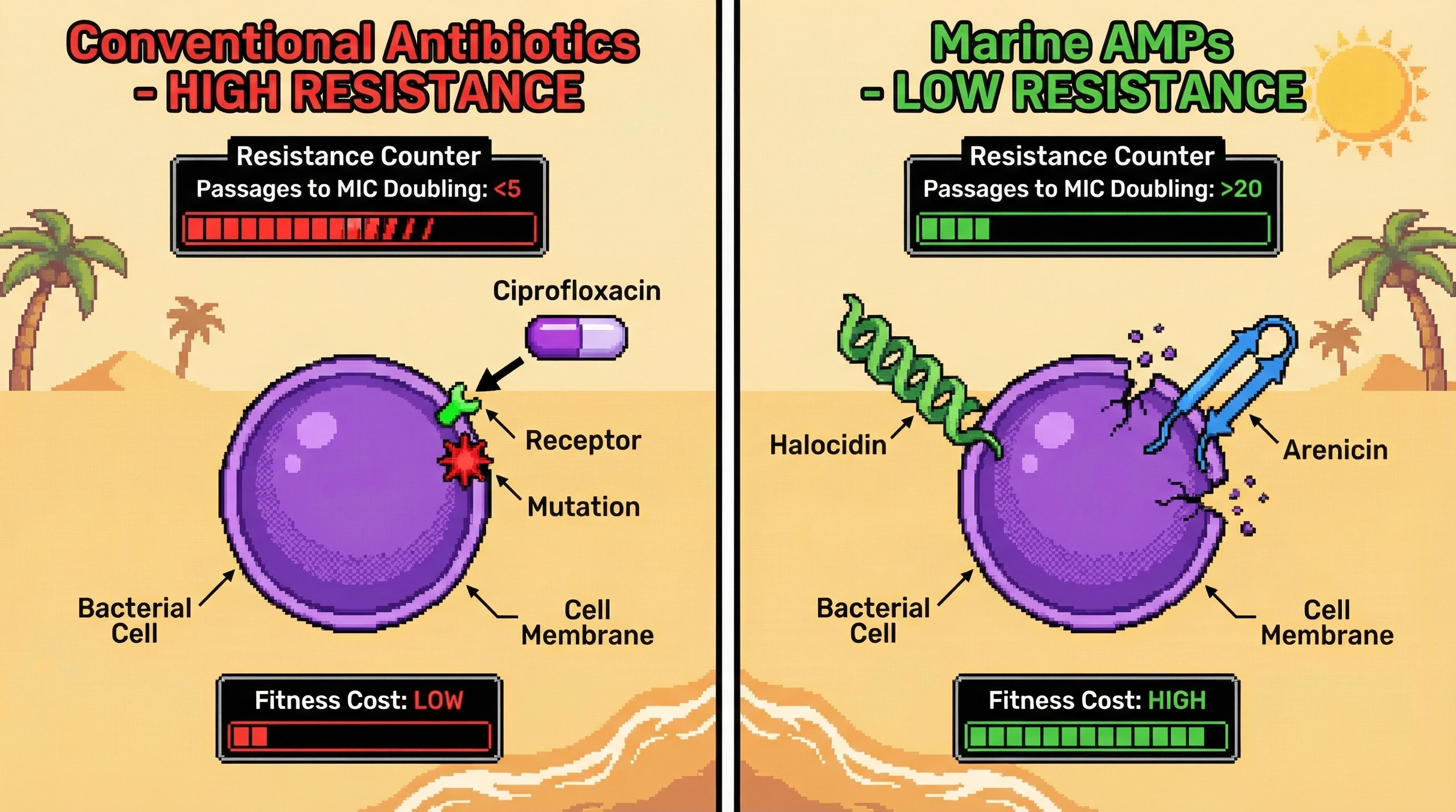 Infographic for: Marine Worm and Tunicate AMPs Are Structurally Pre-Adapted to Resist Resistance