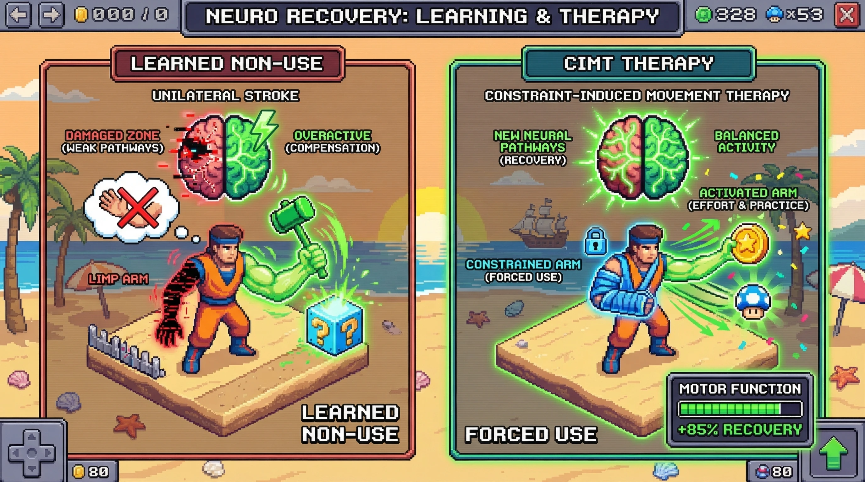 Infographic for: Constraint-Induced Movement Therapy Rewires the Brain—But Only If You Force the Issue