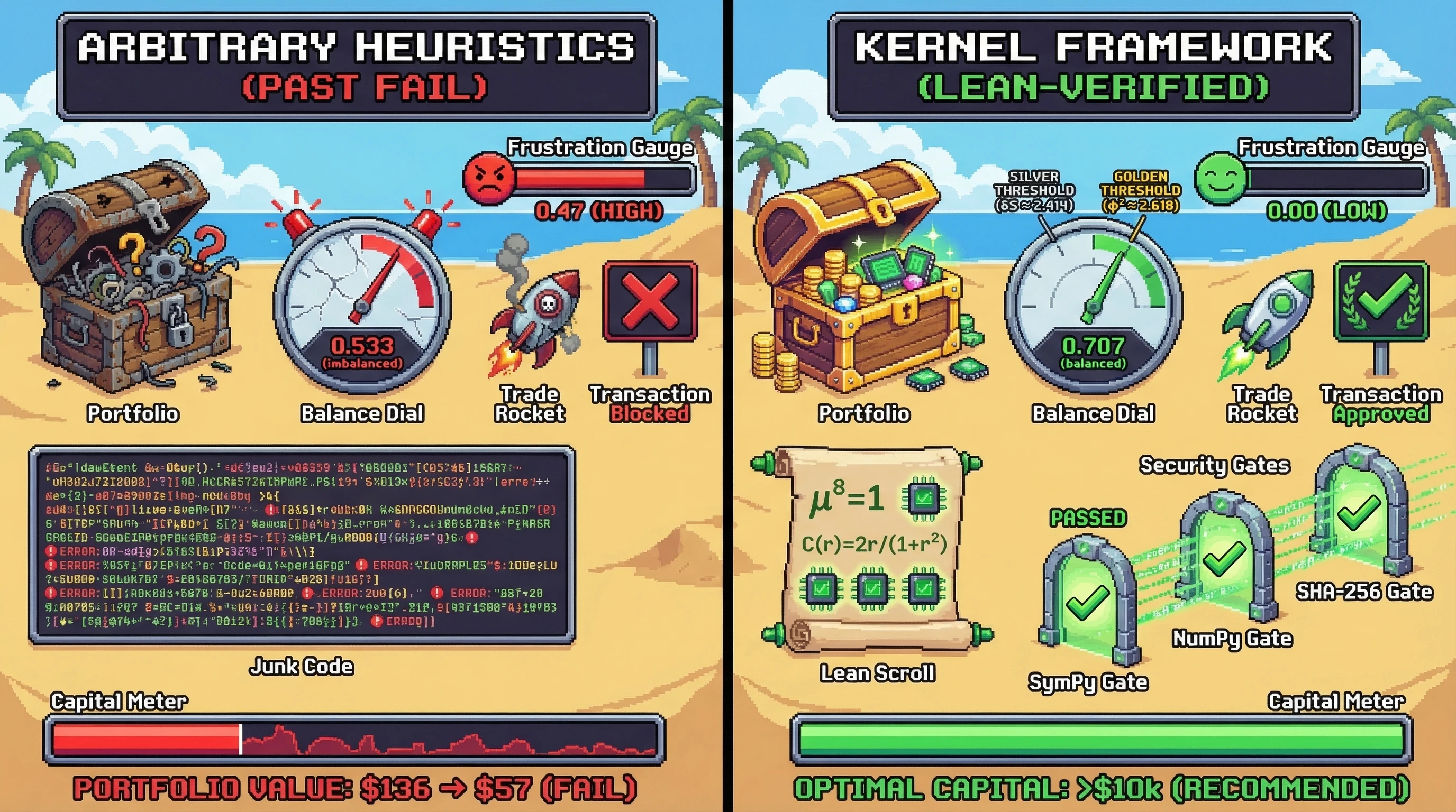 Infographic for: The Kernel Framework: Formally Verified Coherence Theory for DeFi Trading