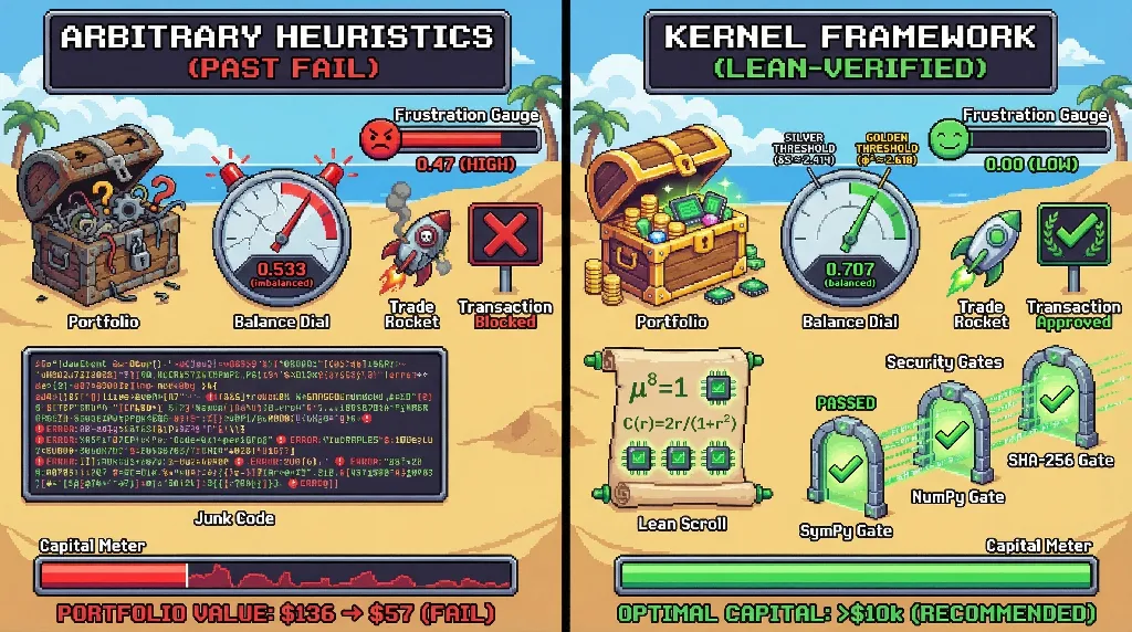 Infographic for: The Kernel Framework: Formally Verified Coherence Theory for DeFi Trading