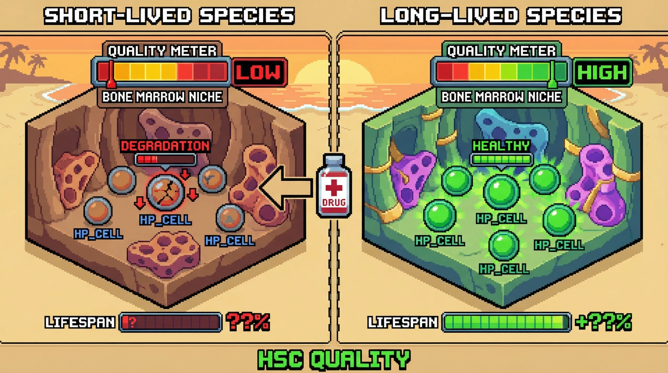 Infographic for: Long-Lived Species Maintain Stem Cell Quality, Not Quantity—A Druggable Difference?