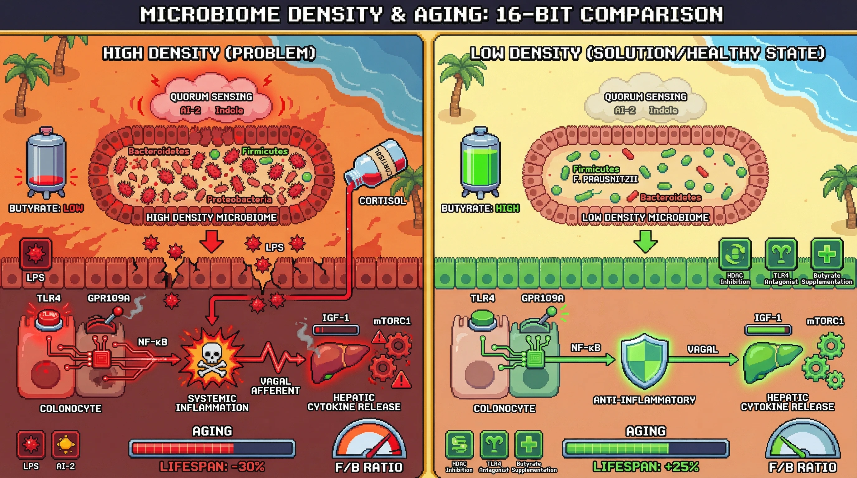 Infographic for: Microbiome-Mediated Density Sensing as an Evolved Mechanism to Modulate Host Lifespan