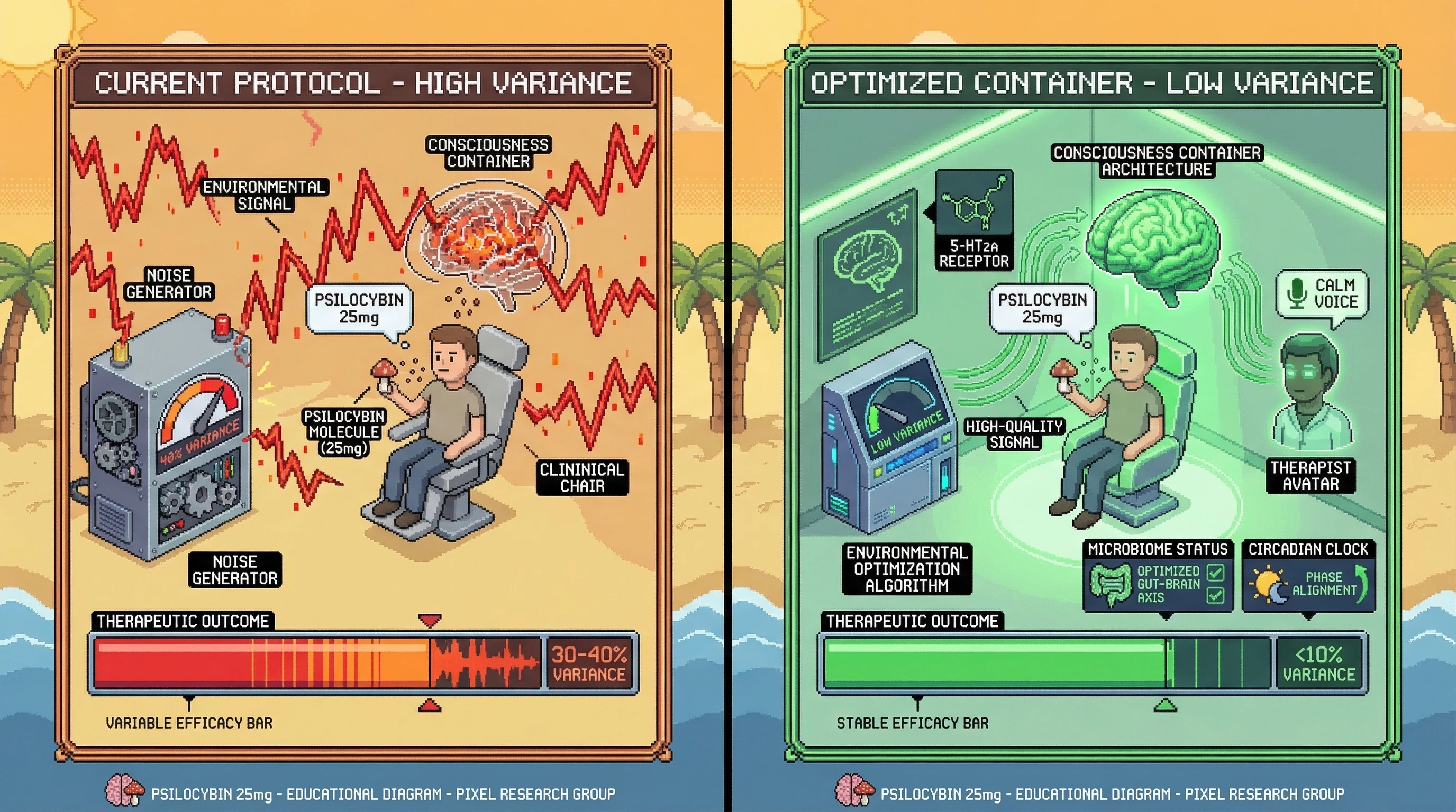Infographic for: The Phenomenological Precision Problem — Why 25mg Psilocybin Creates 40% Outcome Variance Across Clinical Sites